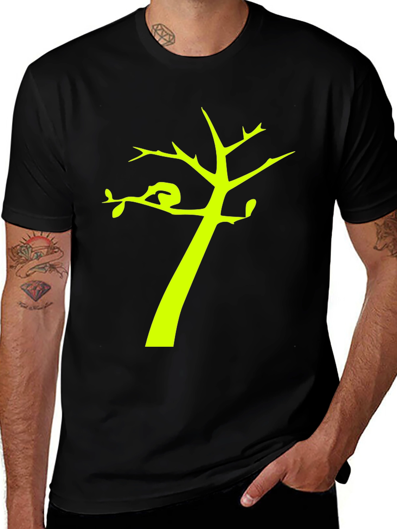 Variant 25 of Black T-Shirt with Tree Graphic