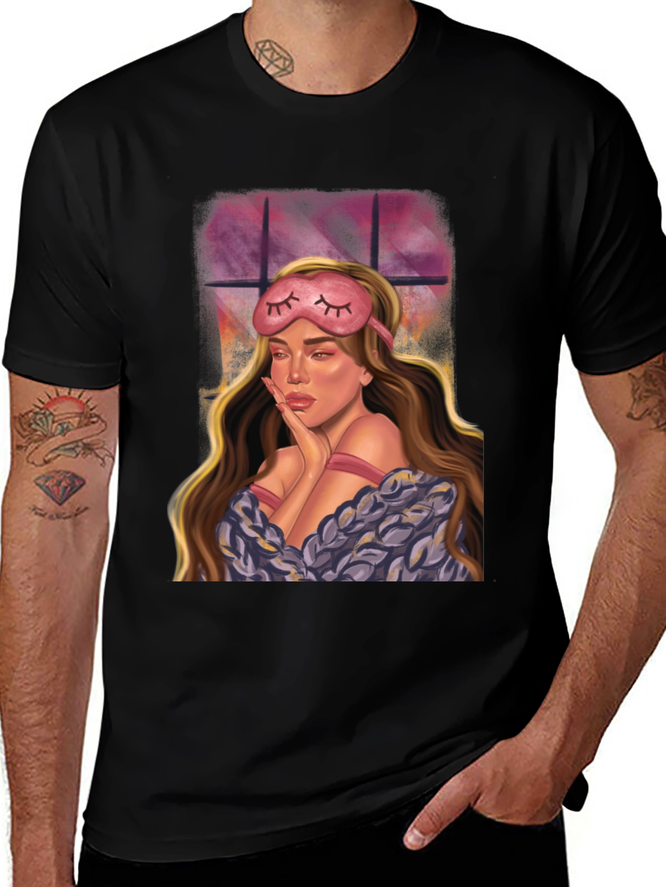 Variant 4 of Woman With Sleep Mask Graphic Tee