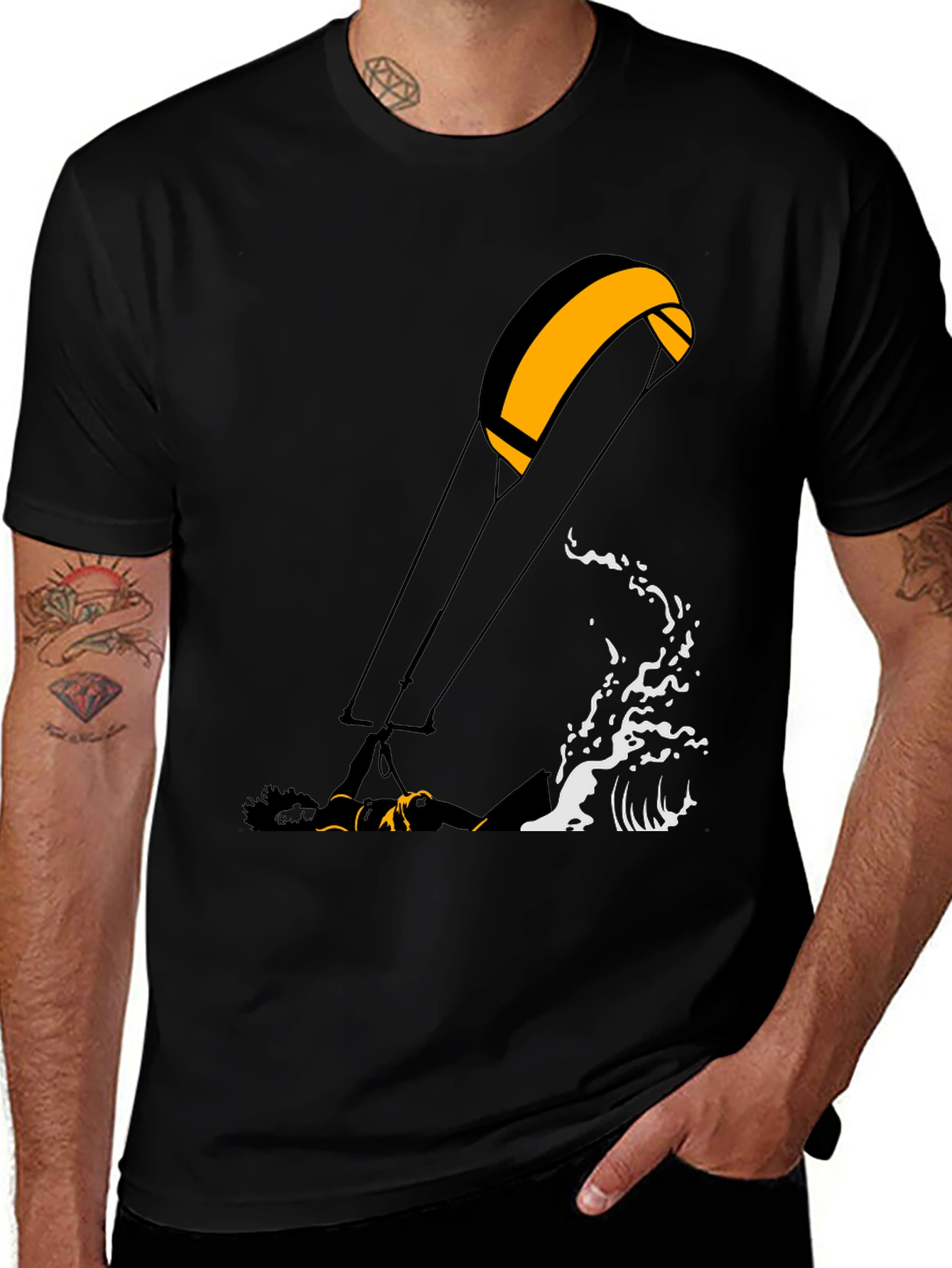 Variant 27 of Kite Surfing Graphic Tee - Black
