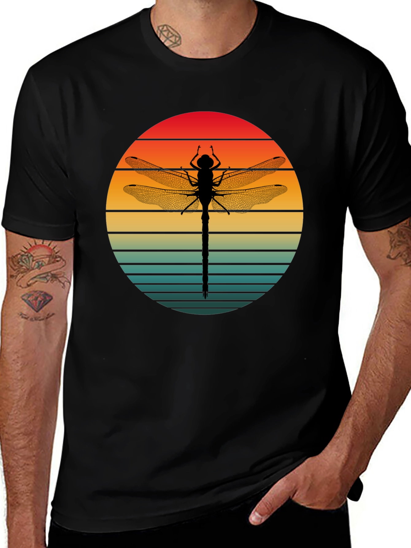 Variant 29 of Retro Dragonfly Sunset Graphic Tee