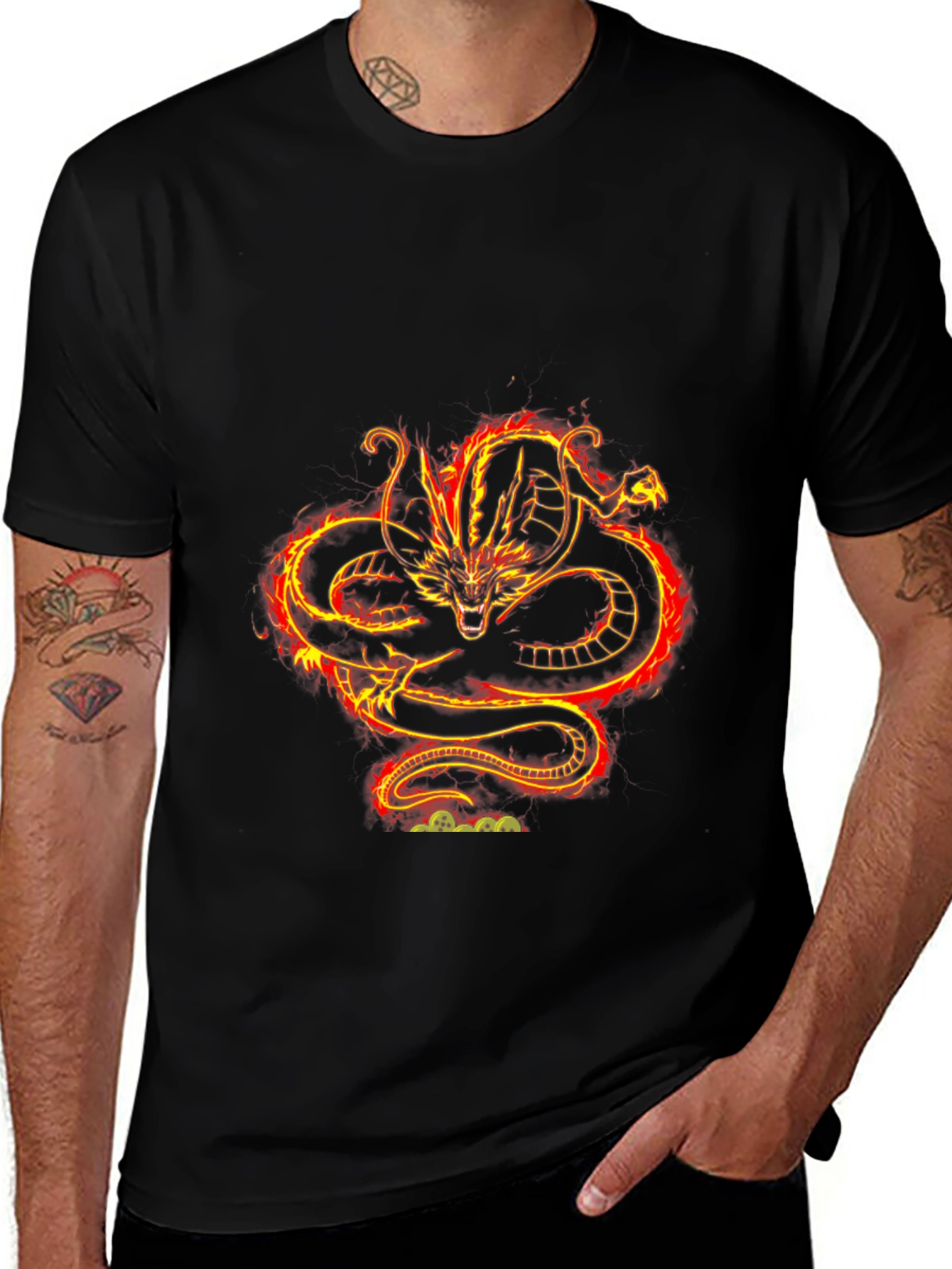 Variant 6 of Fiery Dragon Graphic Black T-Shirt