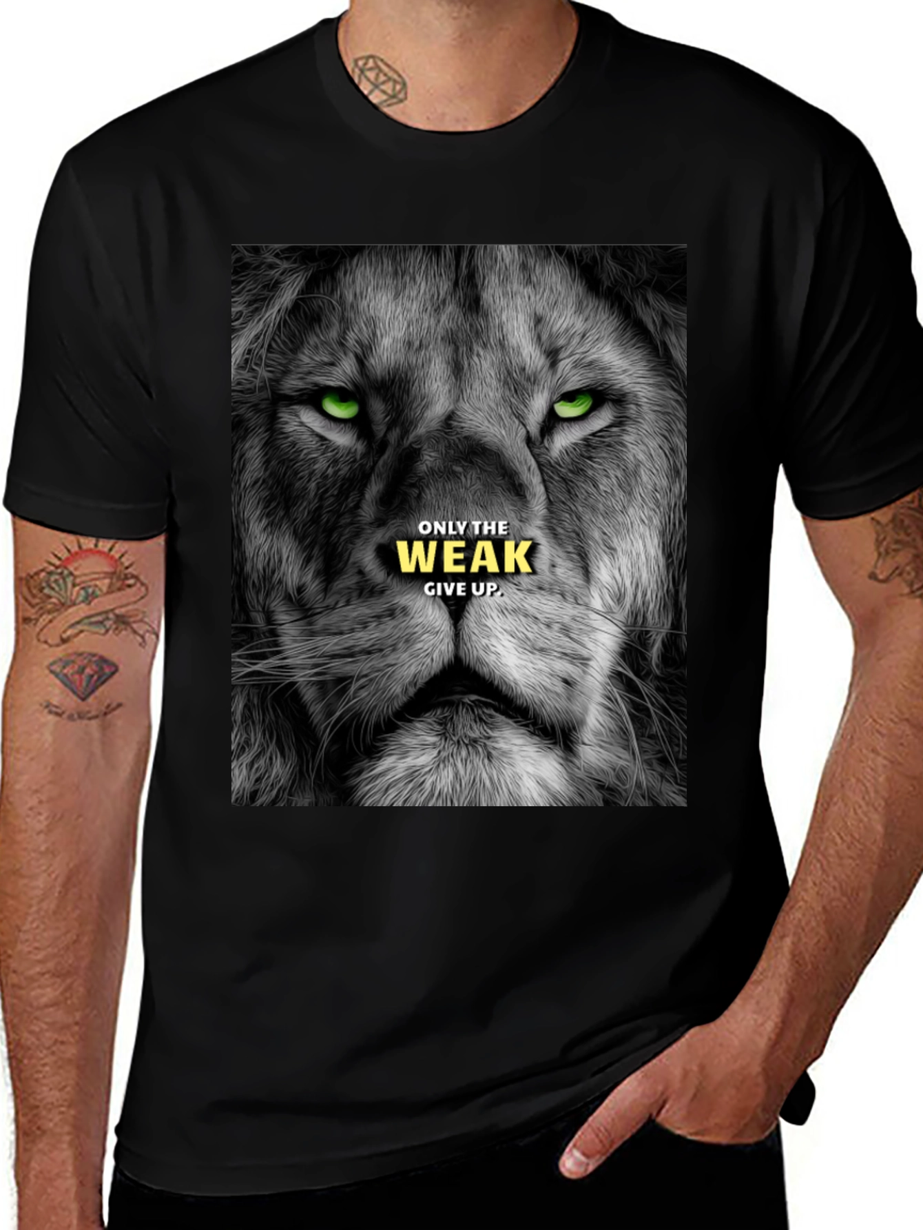 Variant 25 of Lion Graphic Tee: Only The Weak Give Up