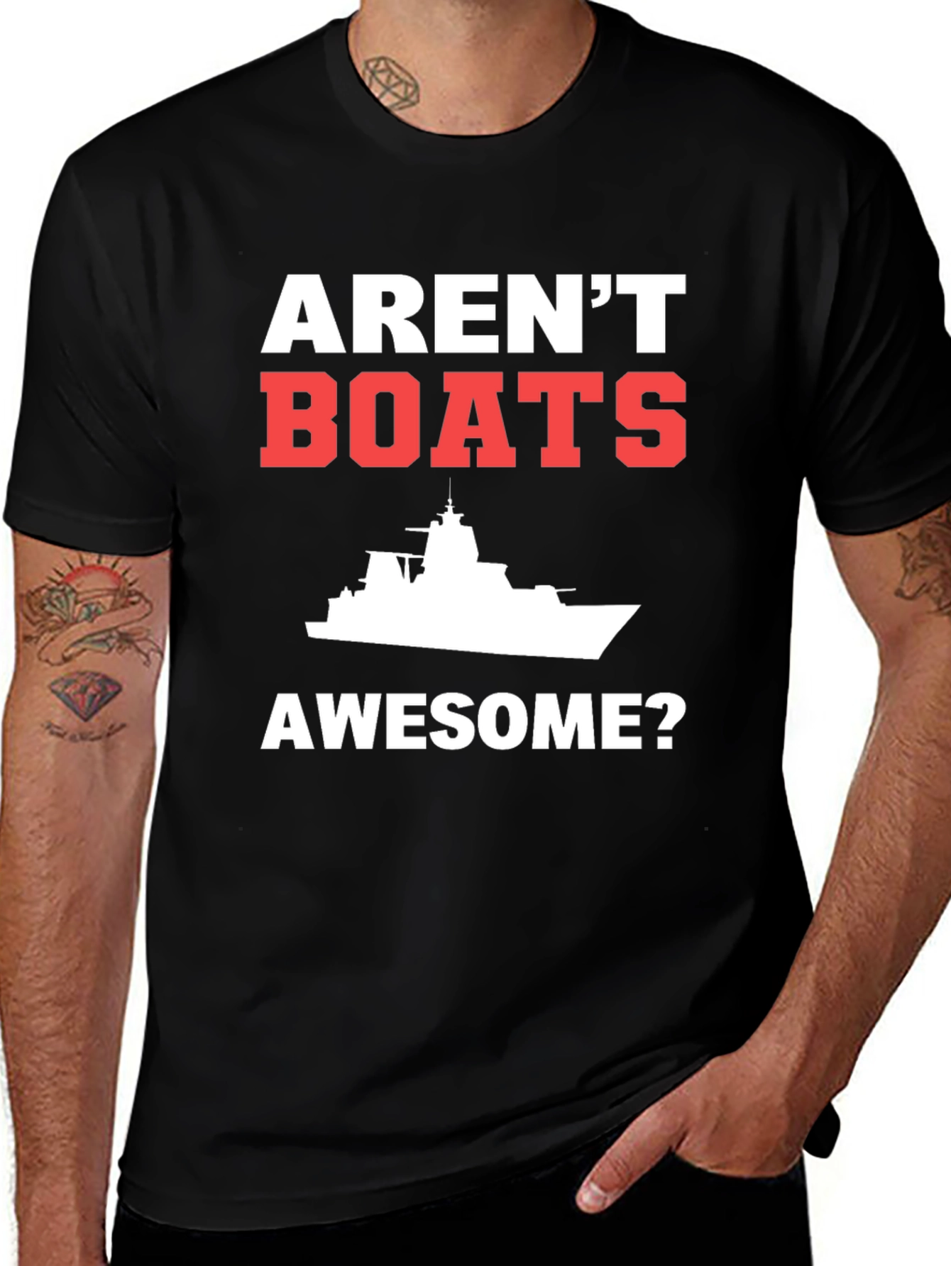 Variant 16 of Aren't Boats Awesome? Men's Black T-Shirt