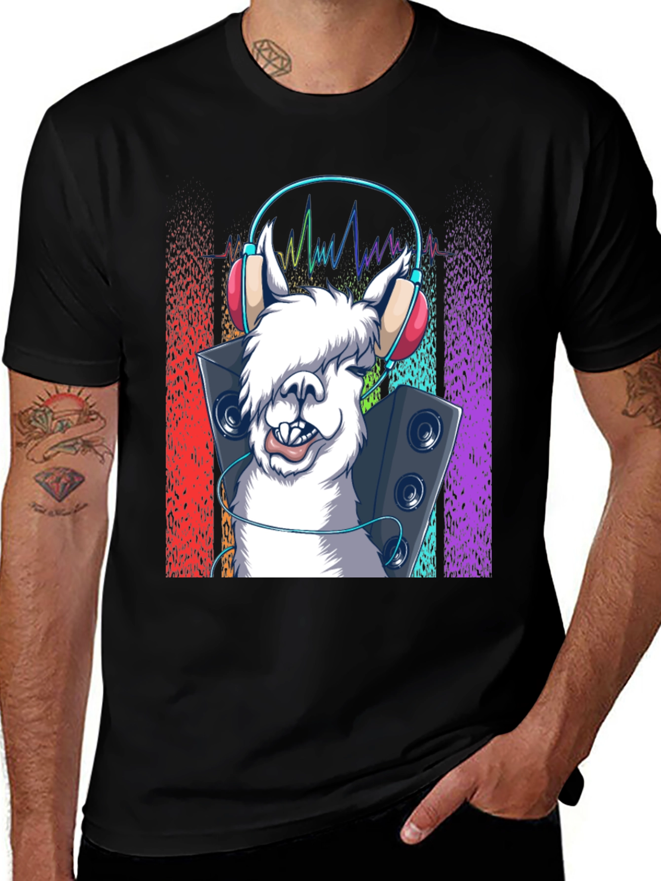 Variant 11 of Llama DJ Graphic Tee - Music Lover T-Shirt