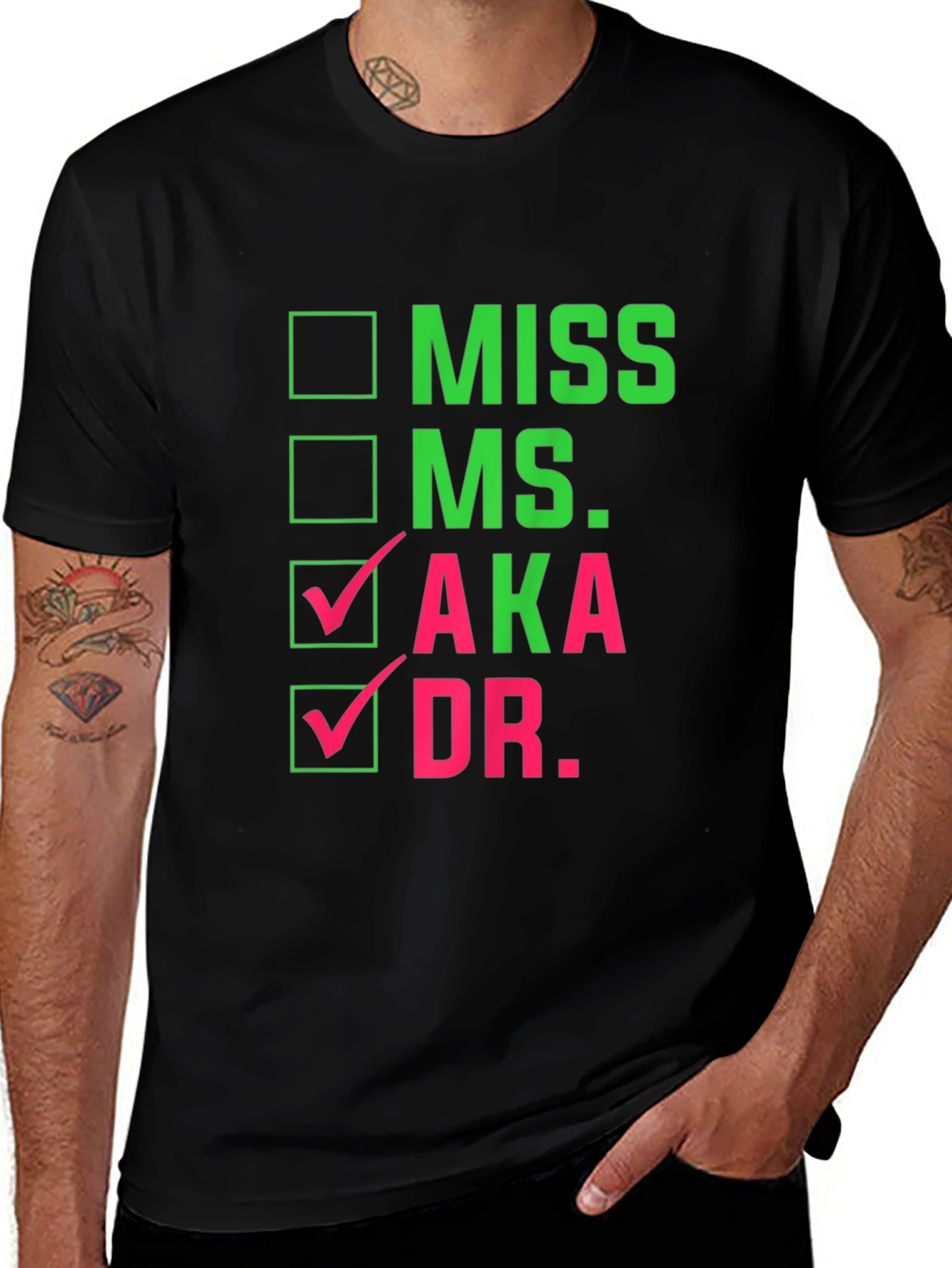 Variant 18 of AKA Dr. Checkbox T-Shirt - Black Cotton Tee