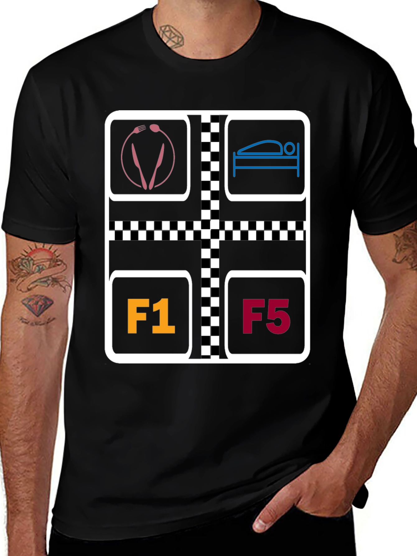 Variant 18 of Formula 1 Food Sleep Funny Black Tee