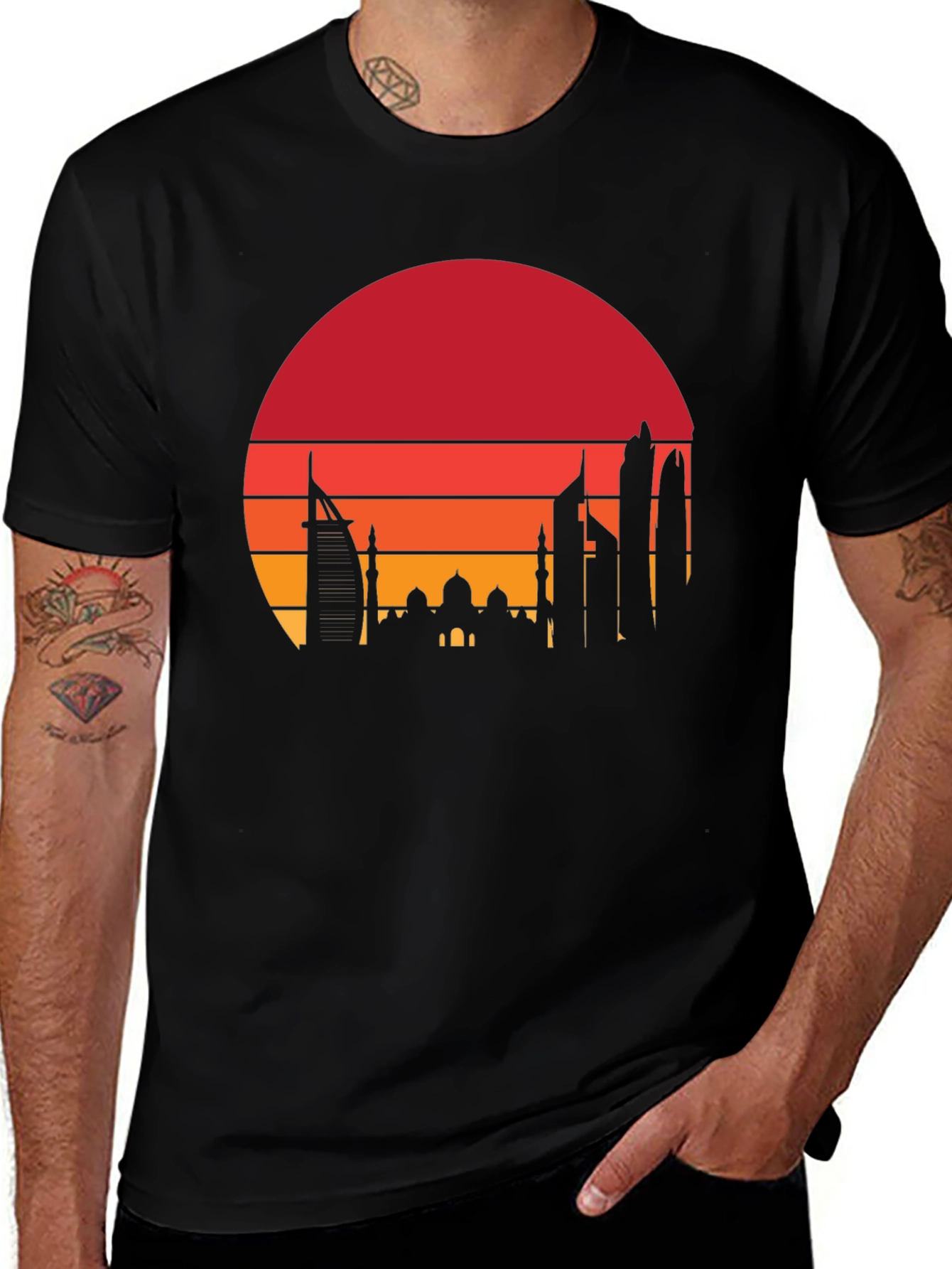 Variant 20 of Dubai Skyline Sunset T-Shirt