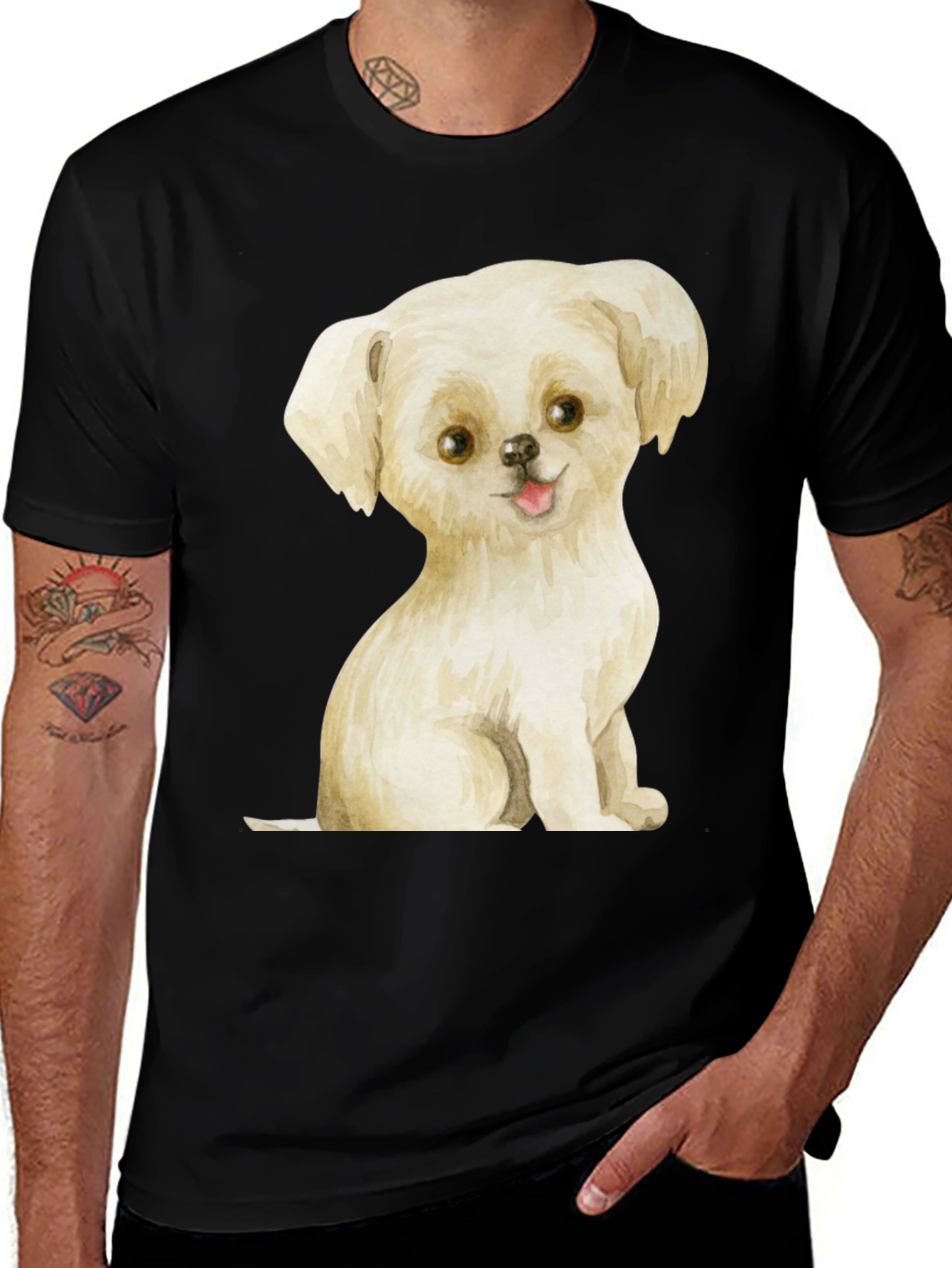 Variant 17 of Cute Puppy Graphic Tee - Unisex Black T-Shirt