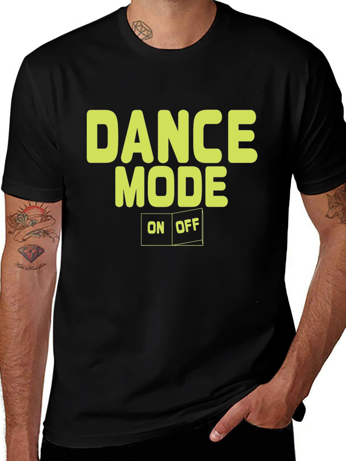 Variant 17 of Dance Mode On/Off Graphic Tee - Black Cotton T-Shirt