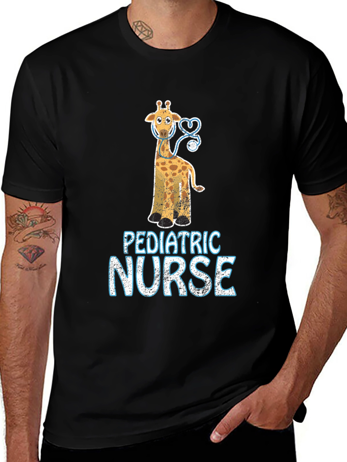 Variant 5 of Pediatric Nurse Giraffe T-Shirt - Fun Medical Apparel