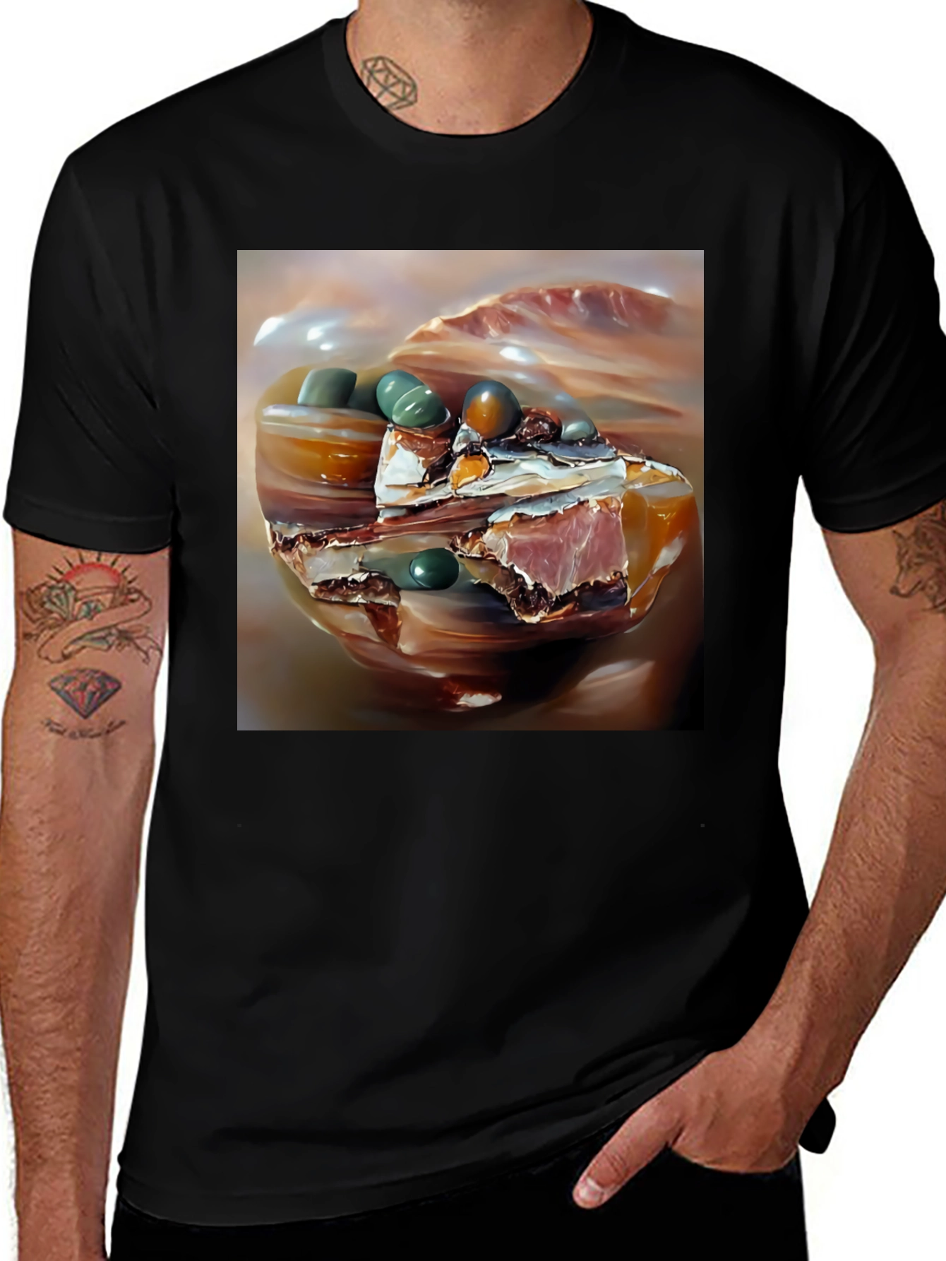 Abstract Stone Art Black T-Shirt