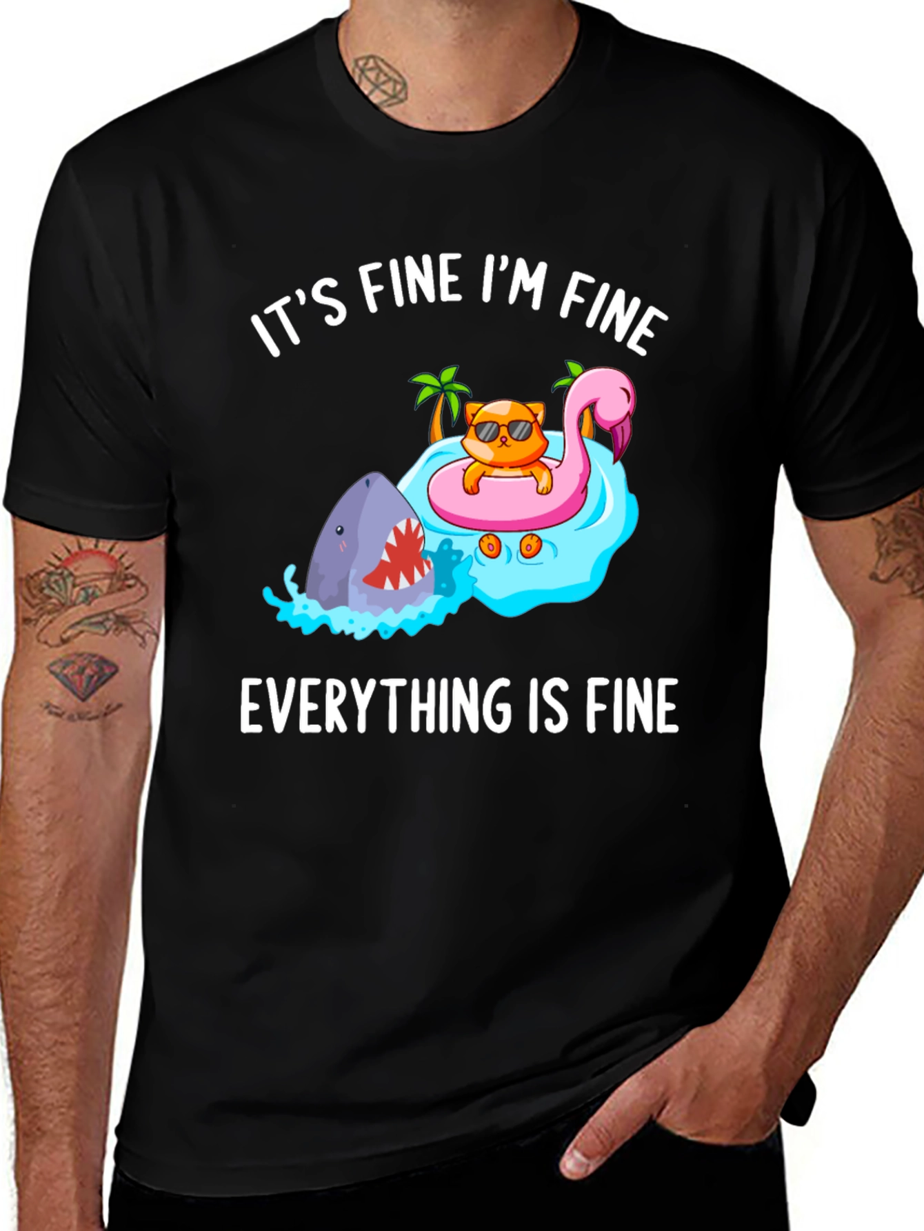 Variant 29 of It's Fine I'm Fine Cat Shark T-Shirt