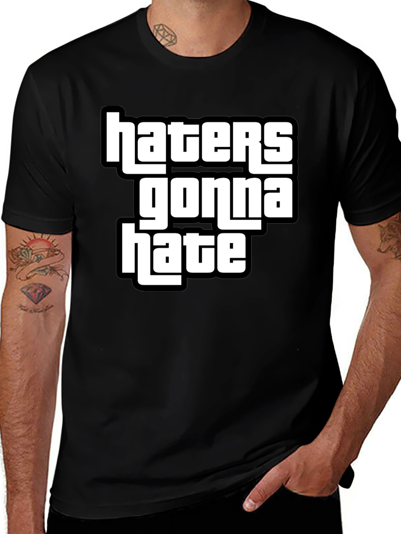 Variant 26 of Haters Gonna Hate Graphic T-Shirt Black Cotton