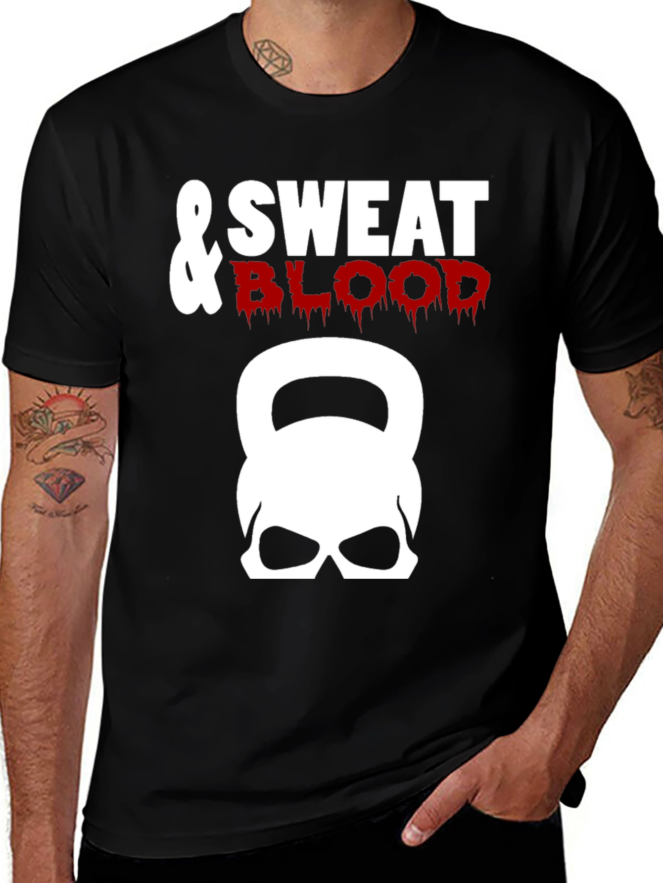 Variant 10 of Sweat & Blood Kettlebell Skull Graphic Tee