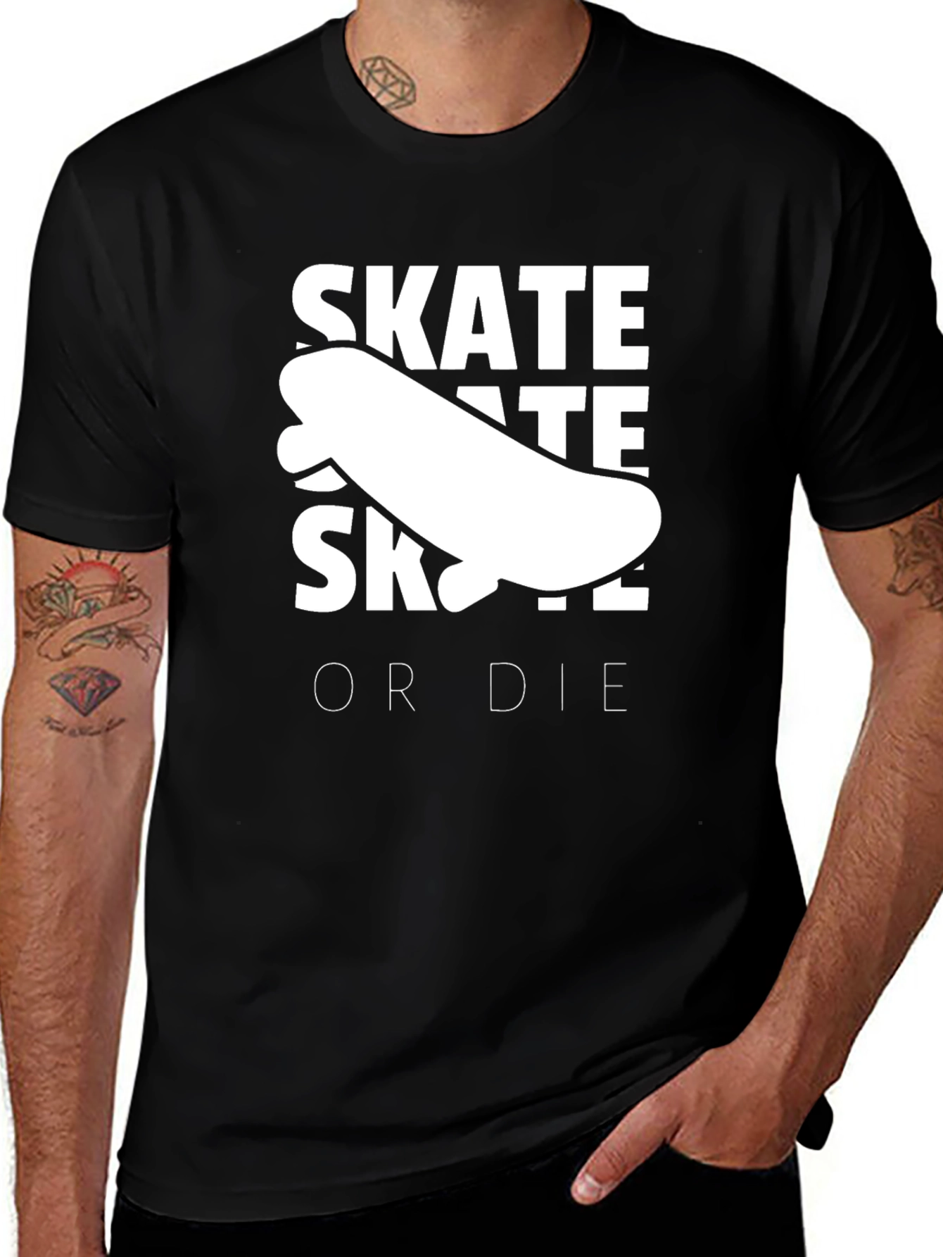 Variant 23 of Skate or Die Graphic Tee - Black Casual T-Shirt