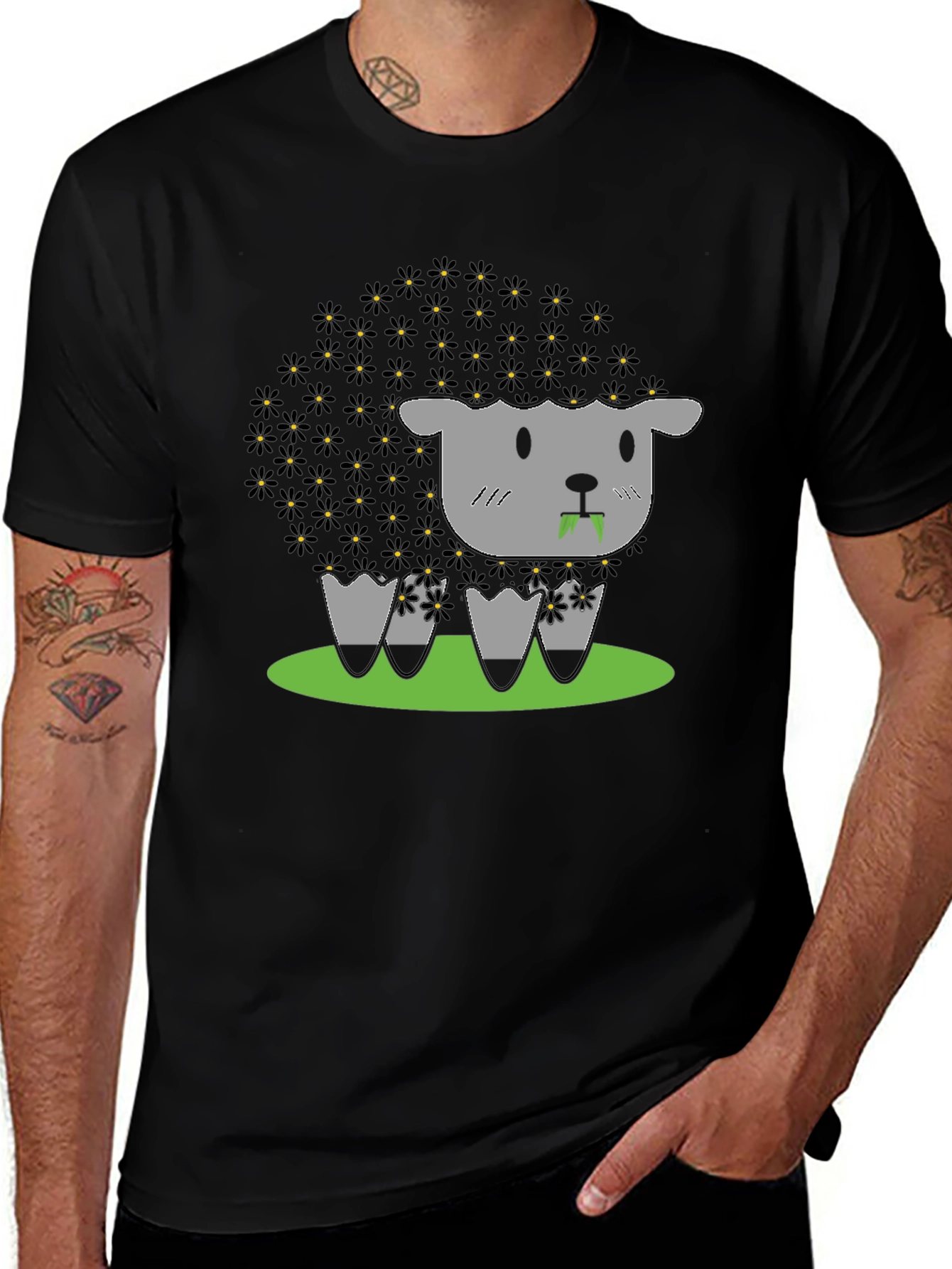 Variant 12 of Black Sheep T-Shirt - Floral Wool Design