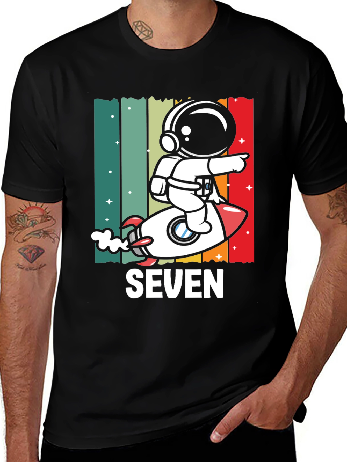 Variant 10 of Seven Astronaut Rocket Birthday Shirt