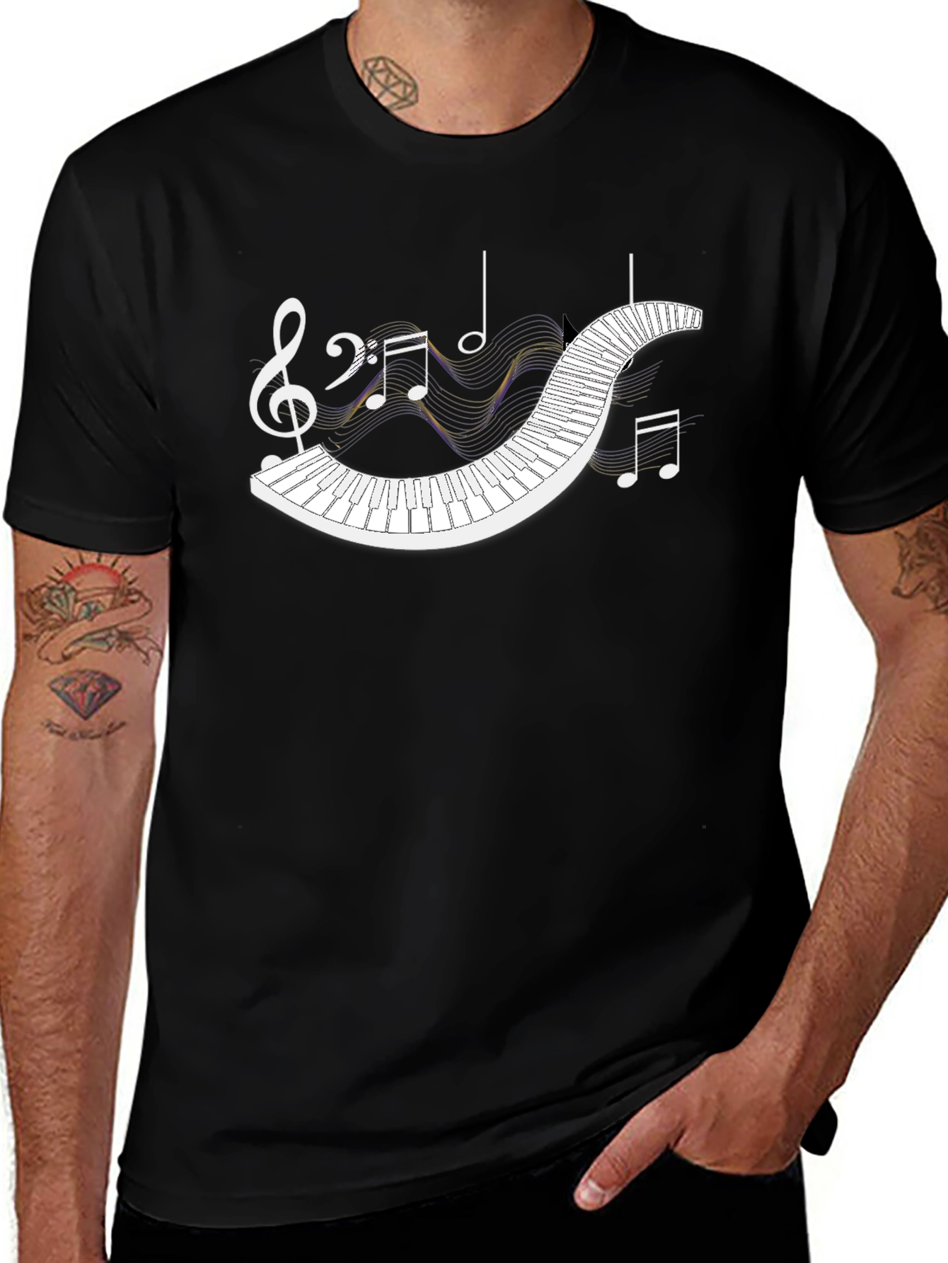 Variant 14 of Musical Piano T-Shirt - Black Graphic Tee