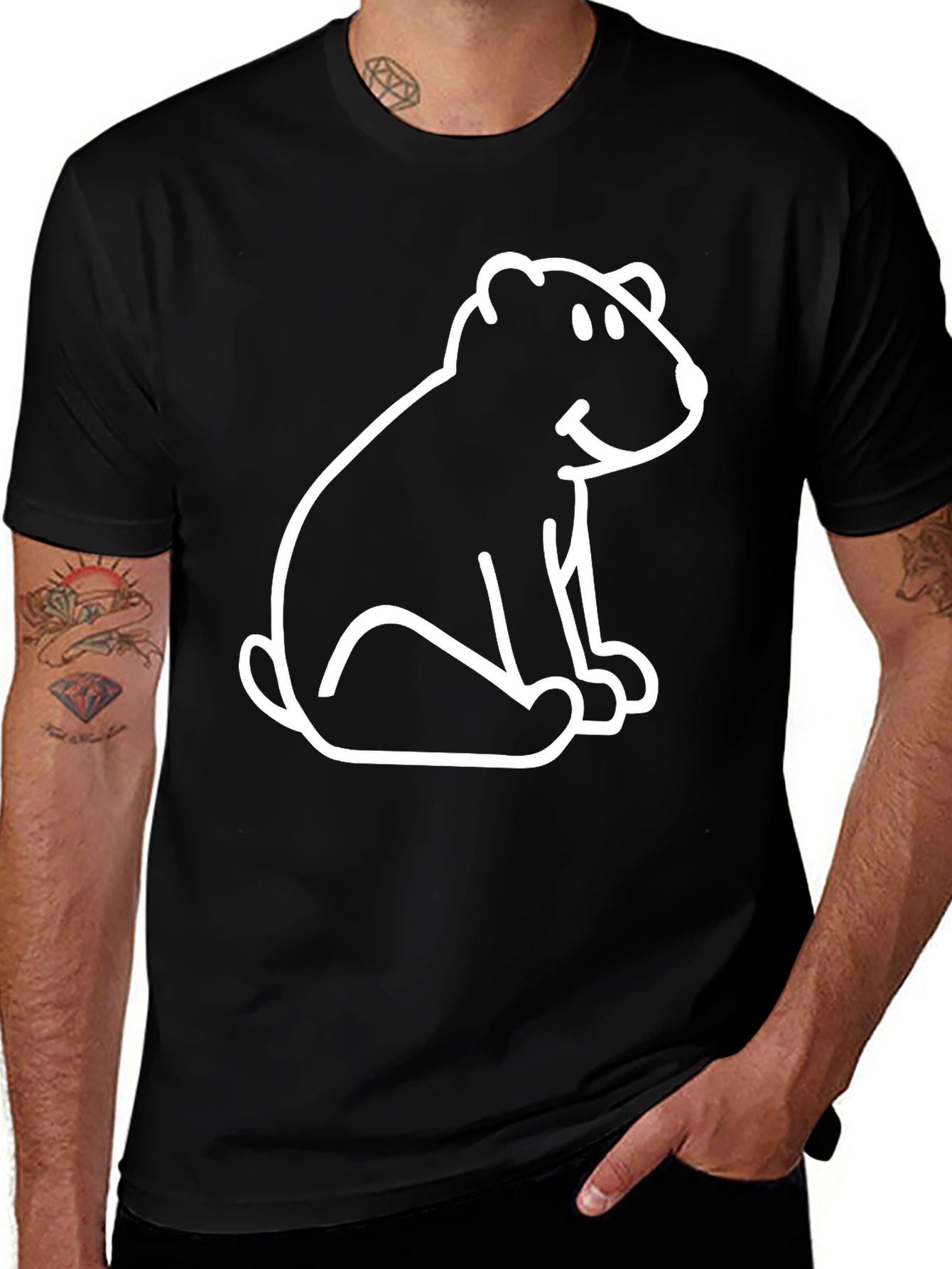 Variant 7 of Cute Cartoon Bear Graphic Tee - Black Unisex Shirt
