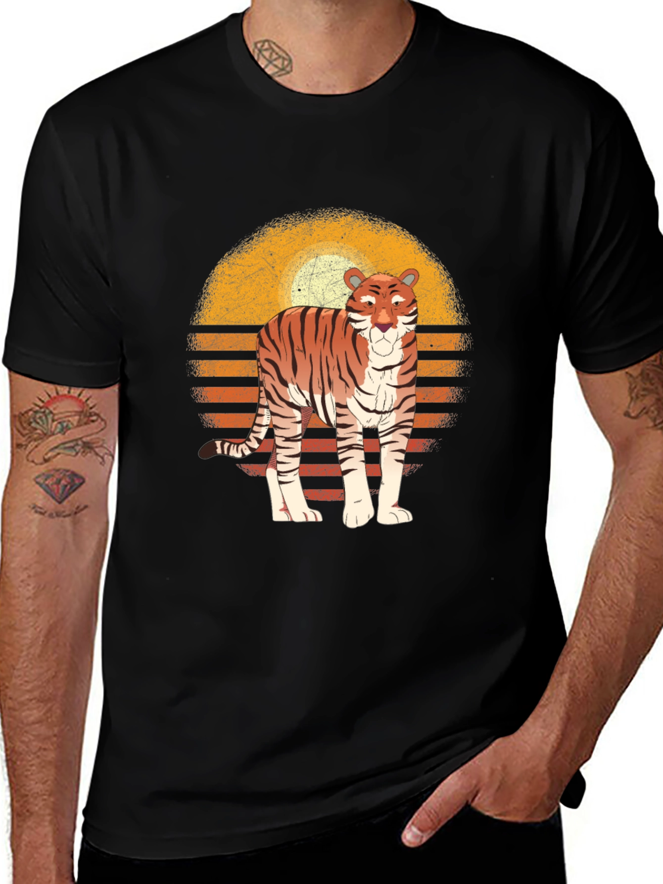 Variant 26 of Retro Tiger Sunset Graphic Tee