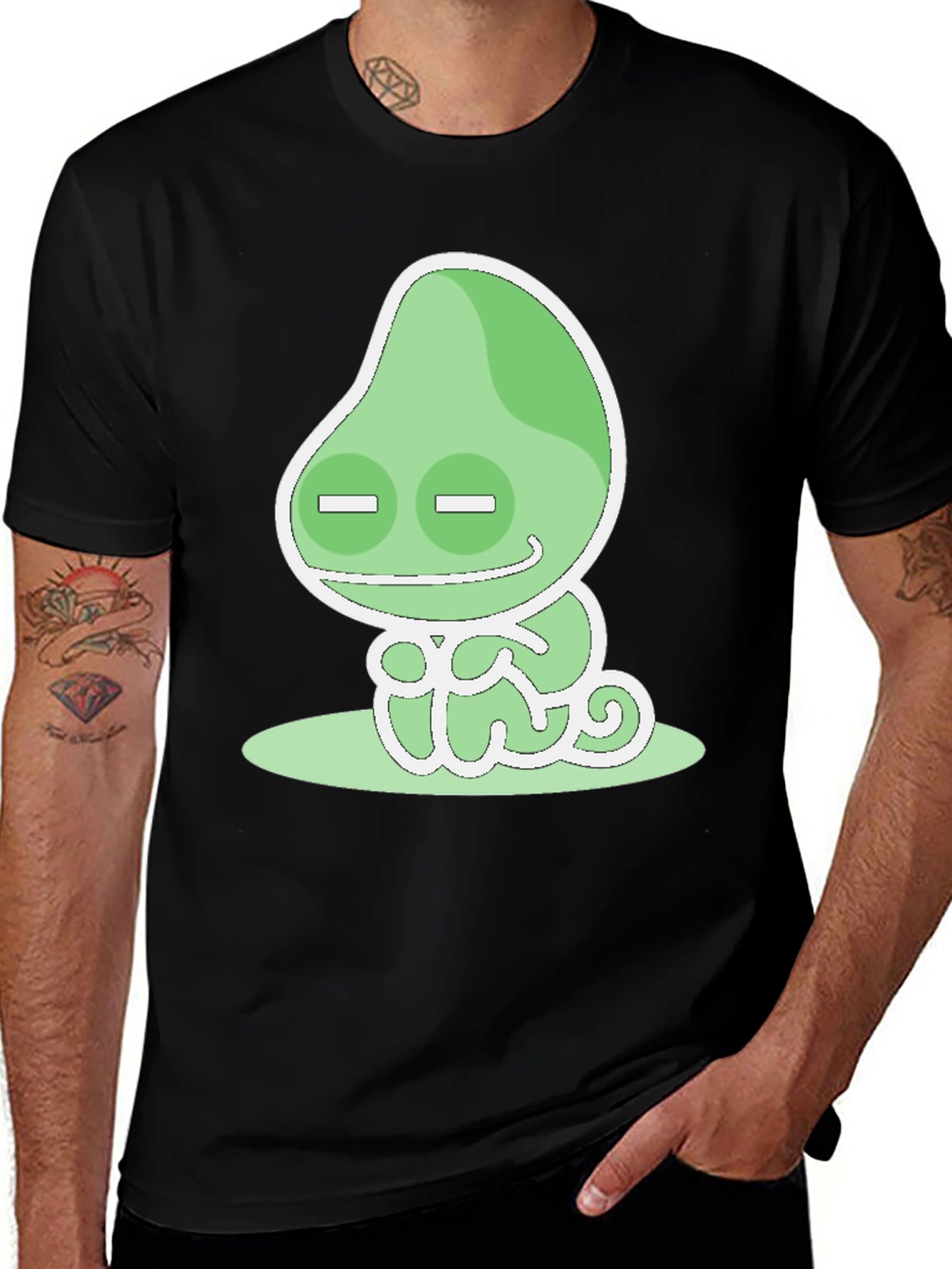 Variant 8 of Men's Black T-Shirt with Chameleon Graphic