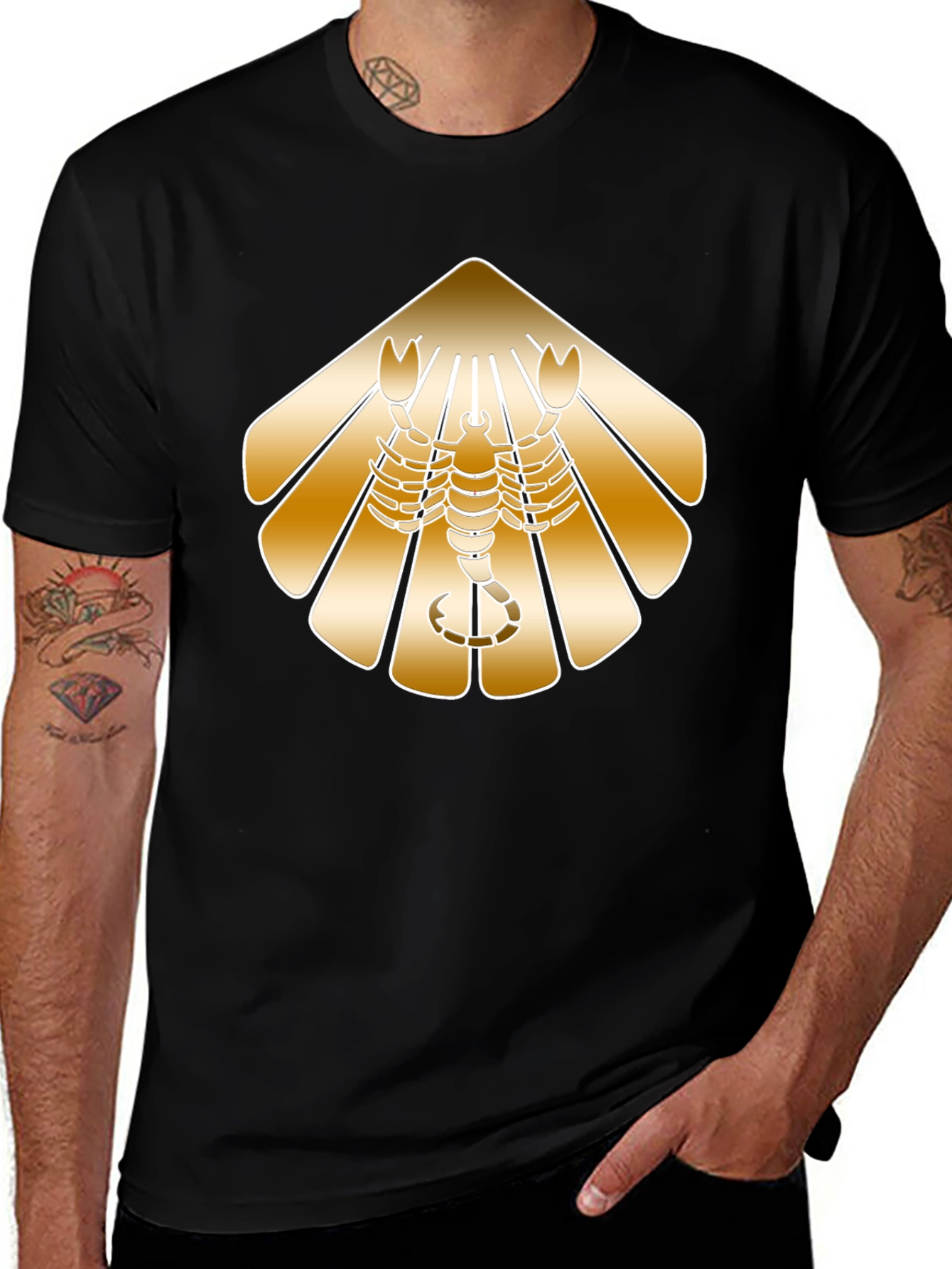Golden Scorpion Graphic Black T-Shirt