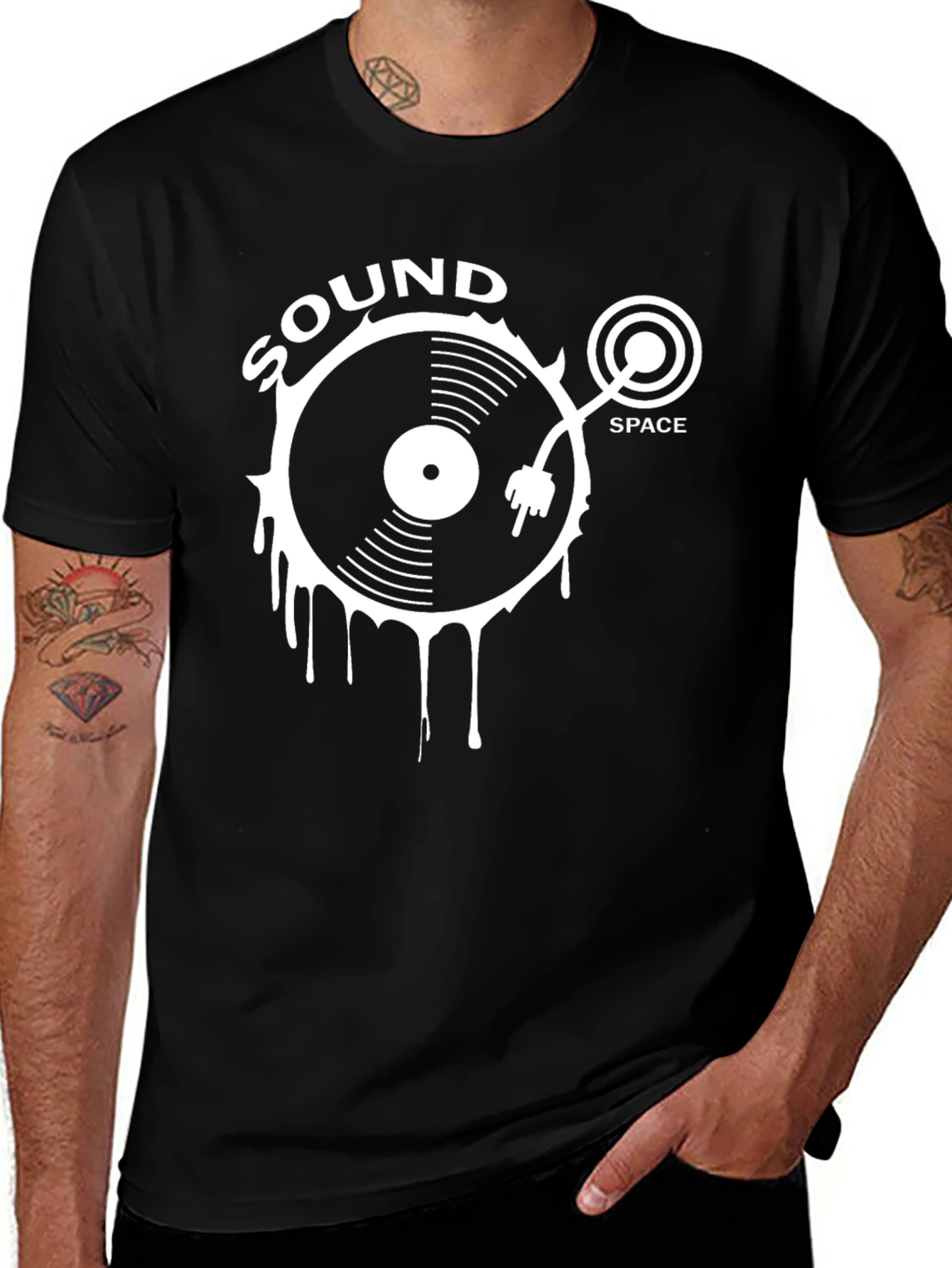 Variant 4 of Sound Space Black Graphic Tee - DJ Vinyl Record Design