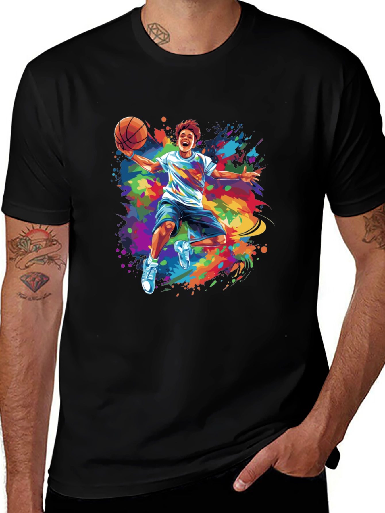 Variant 13 of Colorful Basketball Graphic Tee