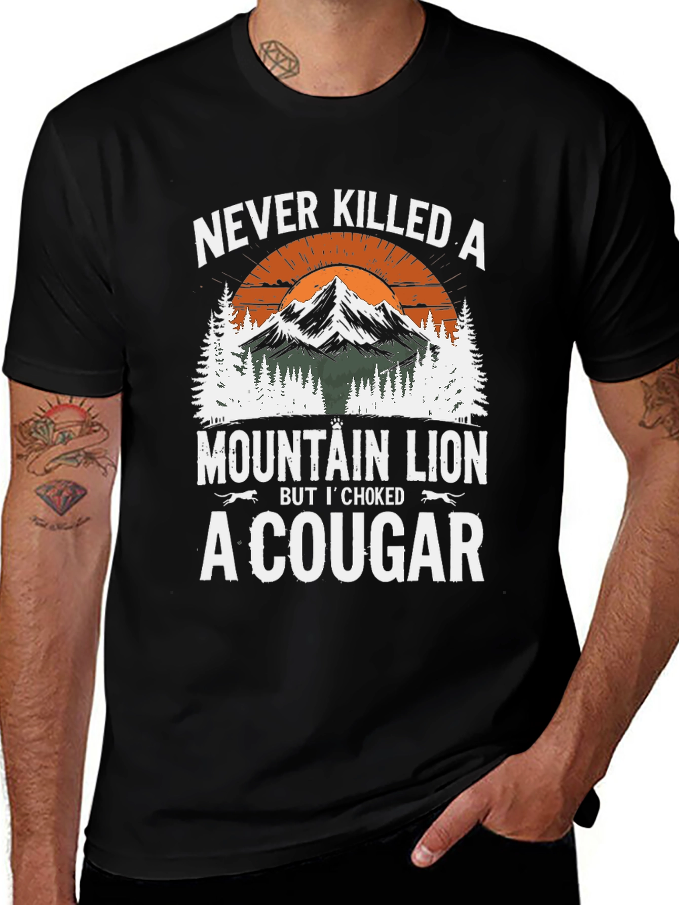 Variant 2 of Never Killed Mountain Lion Choked Cougar T-Shirt