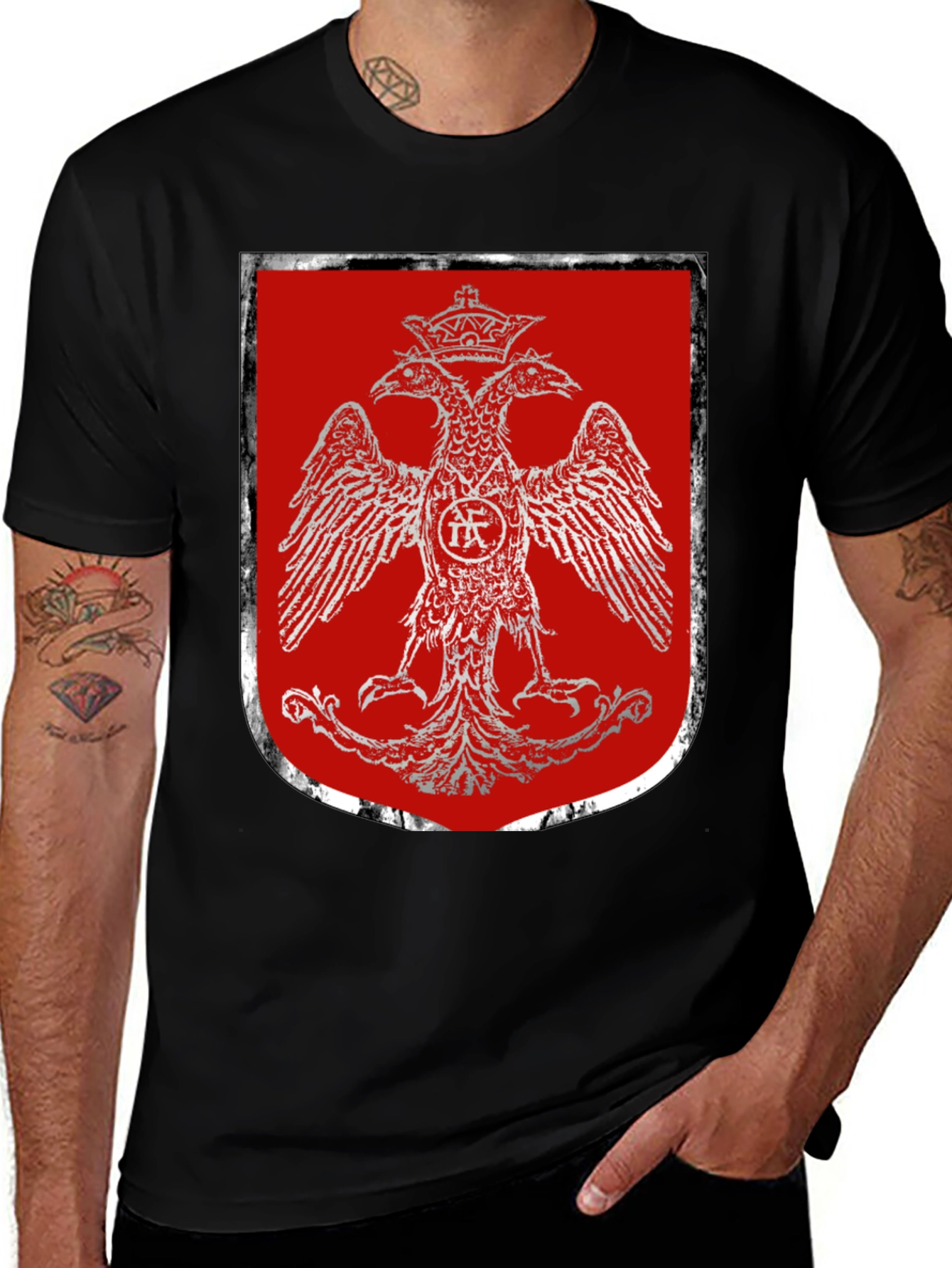 Double-Headed Eagle Crest Graphic T-Shirt