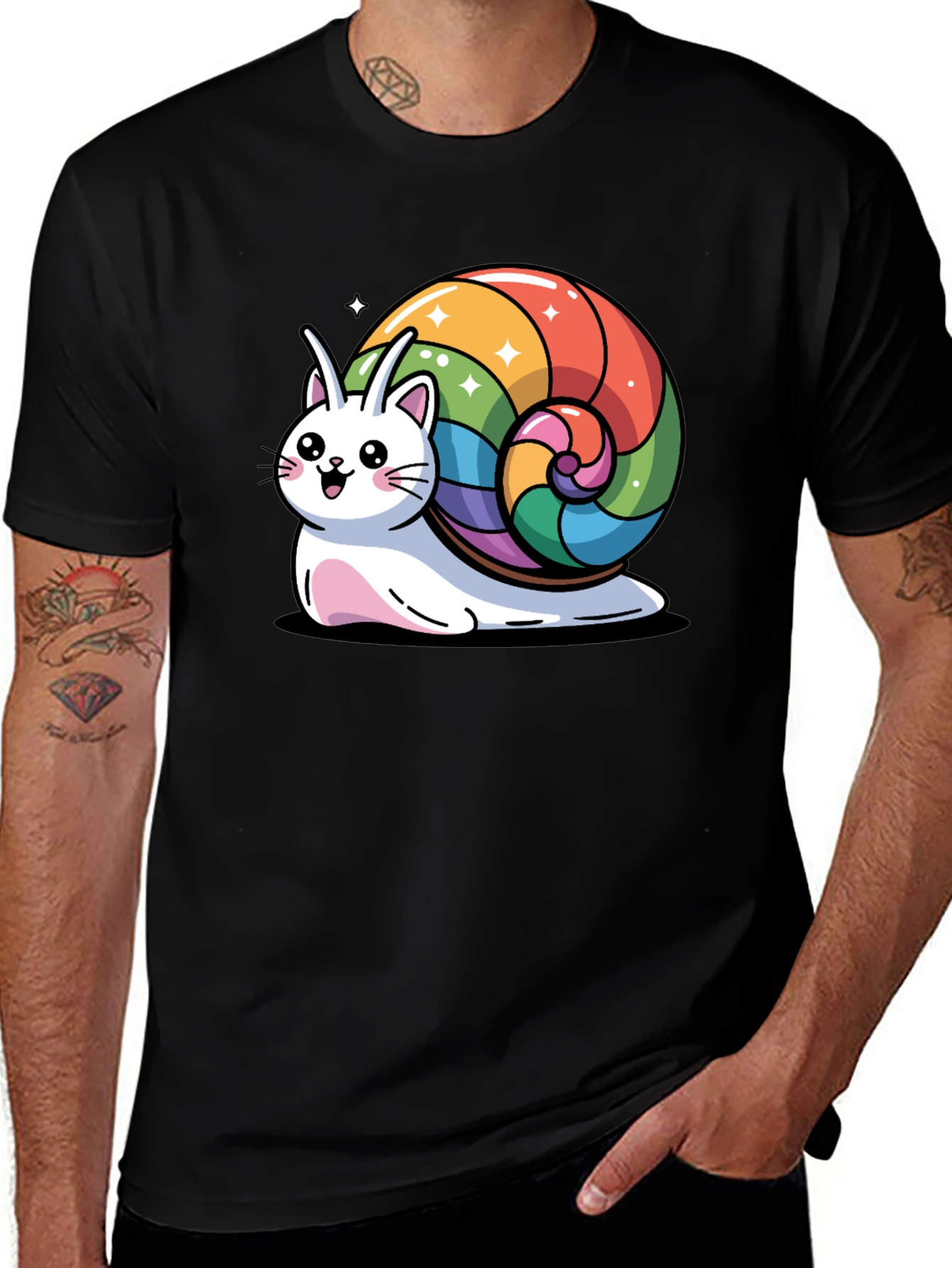 Variant 29 of Rainbow Snail Cat Graphic T-Shirt