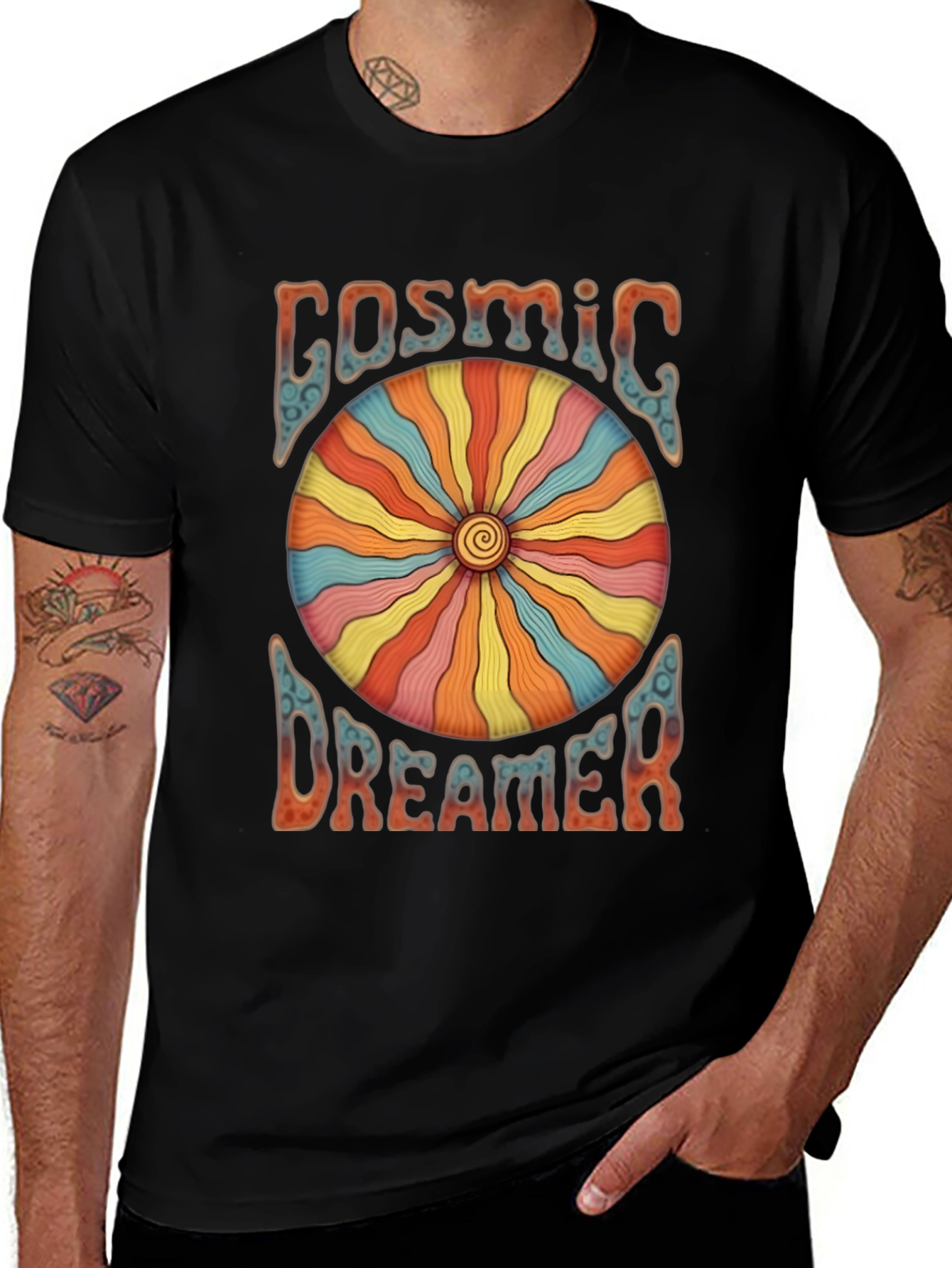 Cosmic Dreamer Graphic T-Shirt - Retro Style