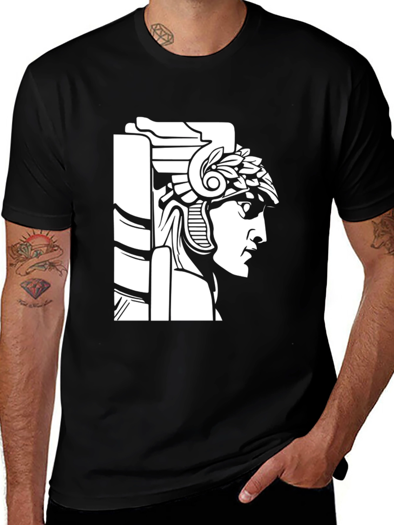 Variant 5 of Black T-Shirt with Roman Warrior Graphic Tee