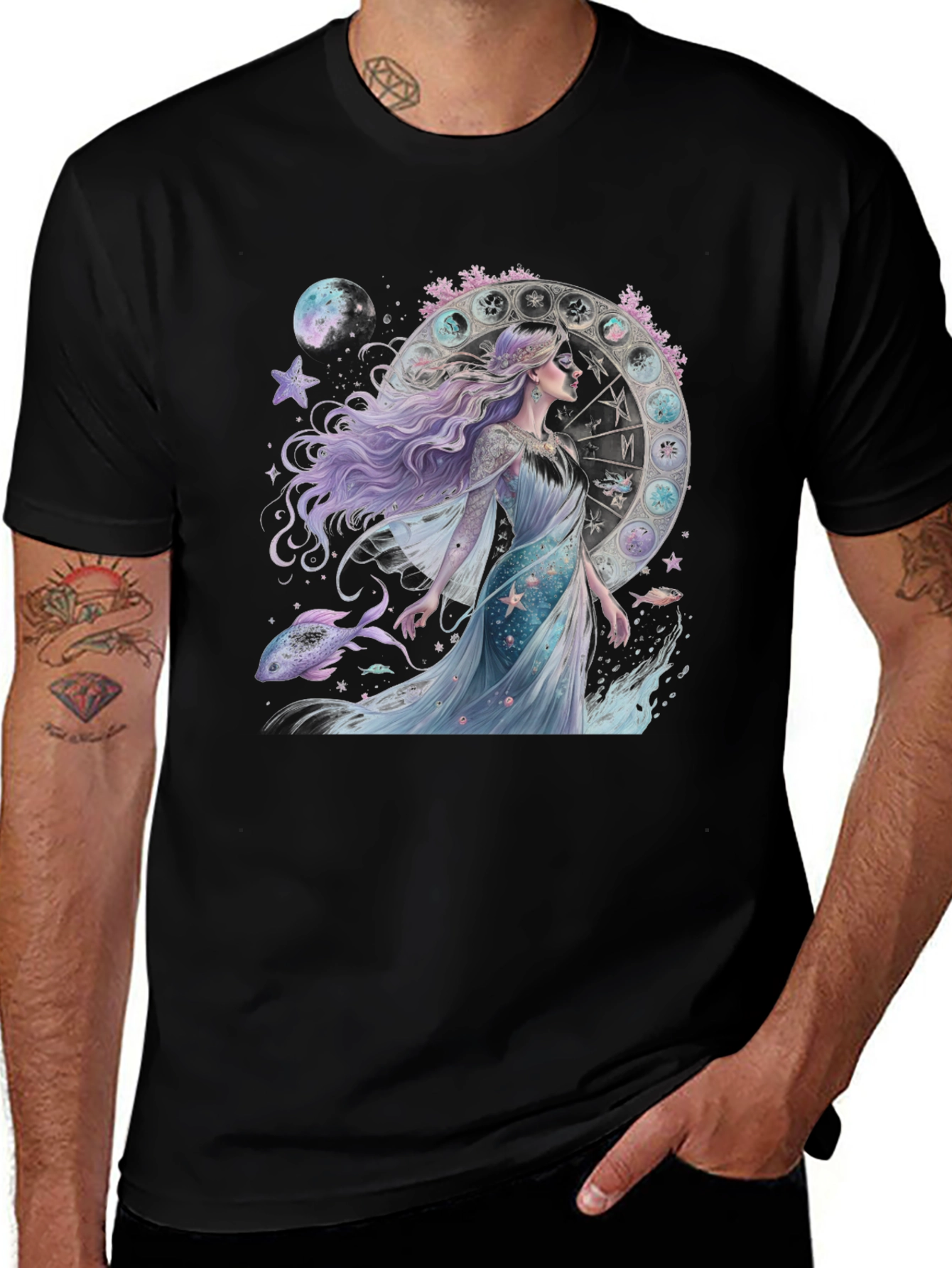 Variant 26 of Zodiac Goddess Graphic Tee - Black