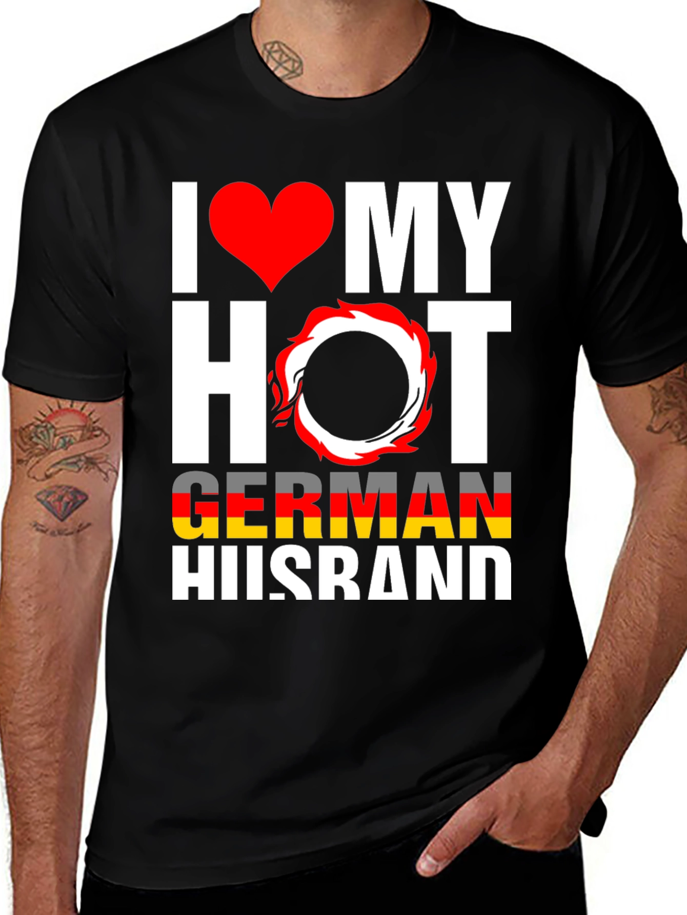 Black I Love My Hot German Husband Graphic Tee main image