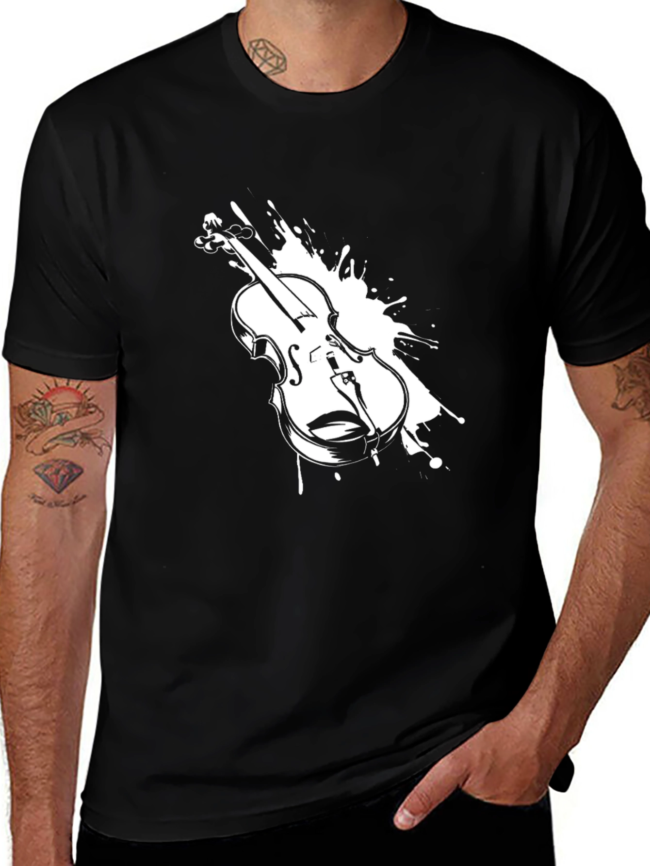 Variant 16 of Violin Splash Graphic T-Shirt - Musical Instrument Tee