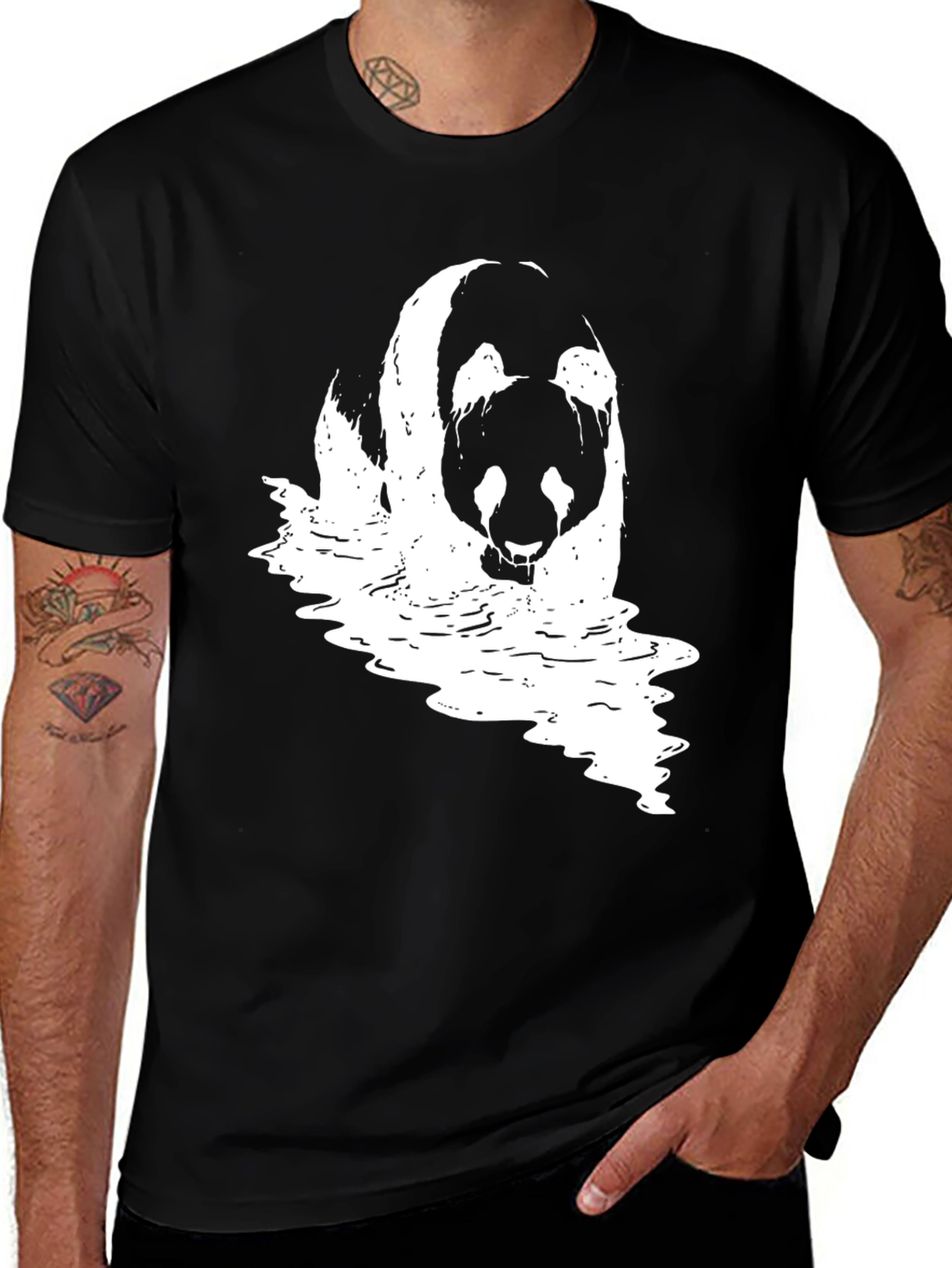 Variant 16 of Panda Waves Black T-Shirt
