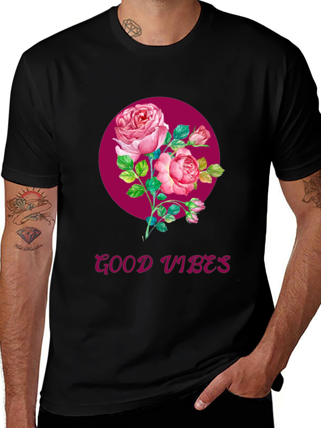 Variant 22 of Good Vibes Rose Graphic T-Shirt