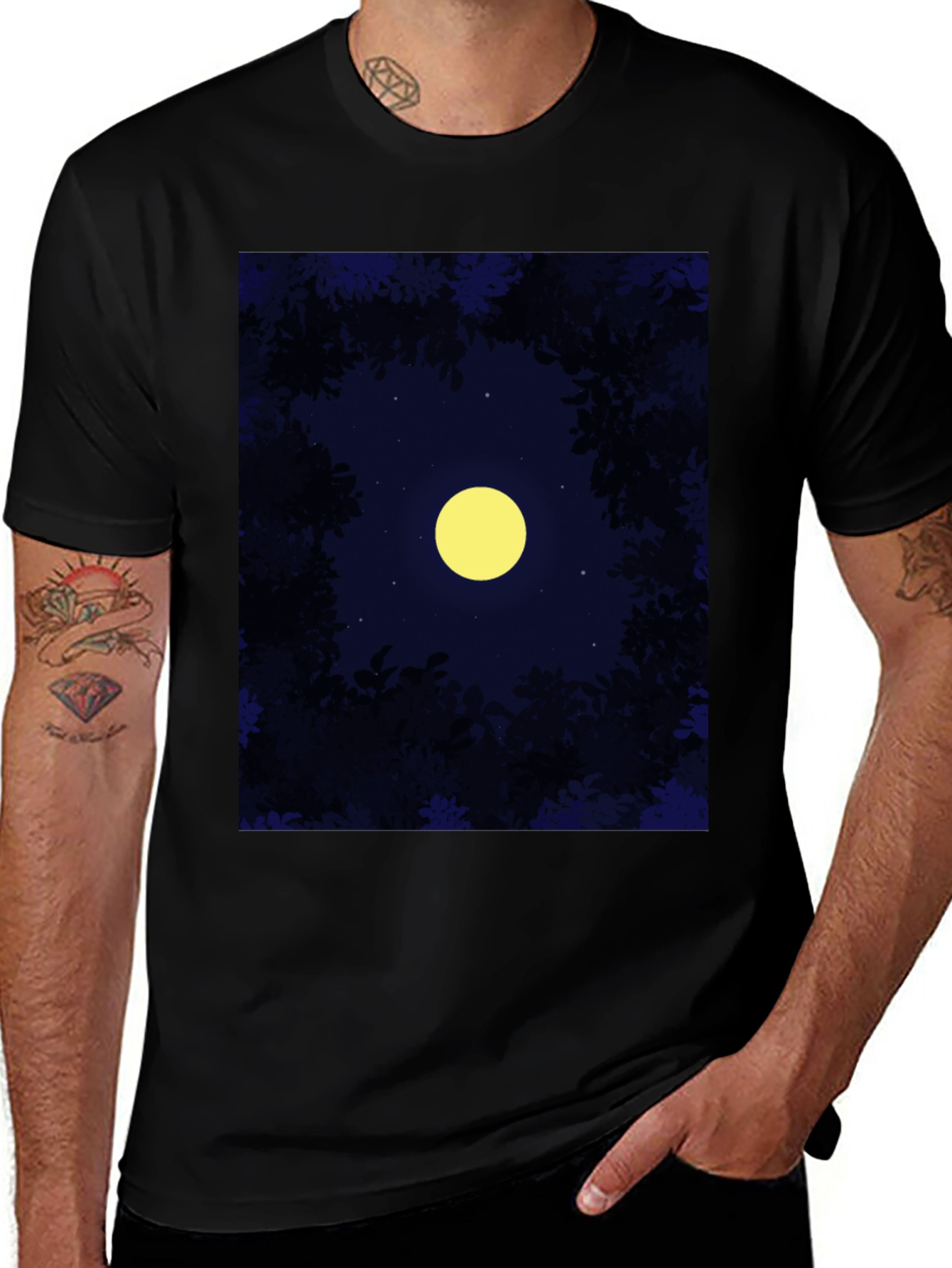 Variant 4 of Night Sky Moon T-Shirt - Men's Black Tee