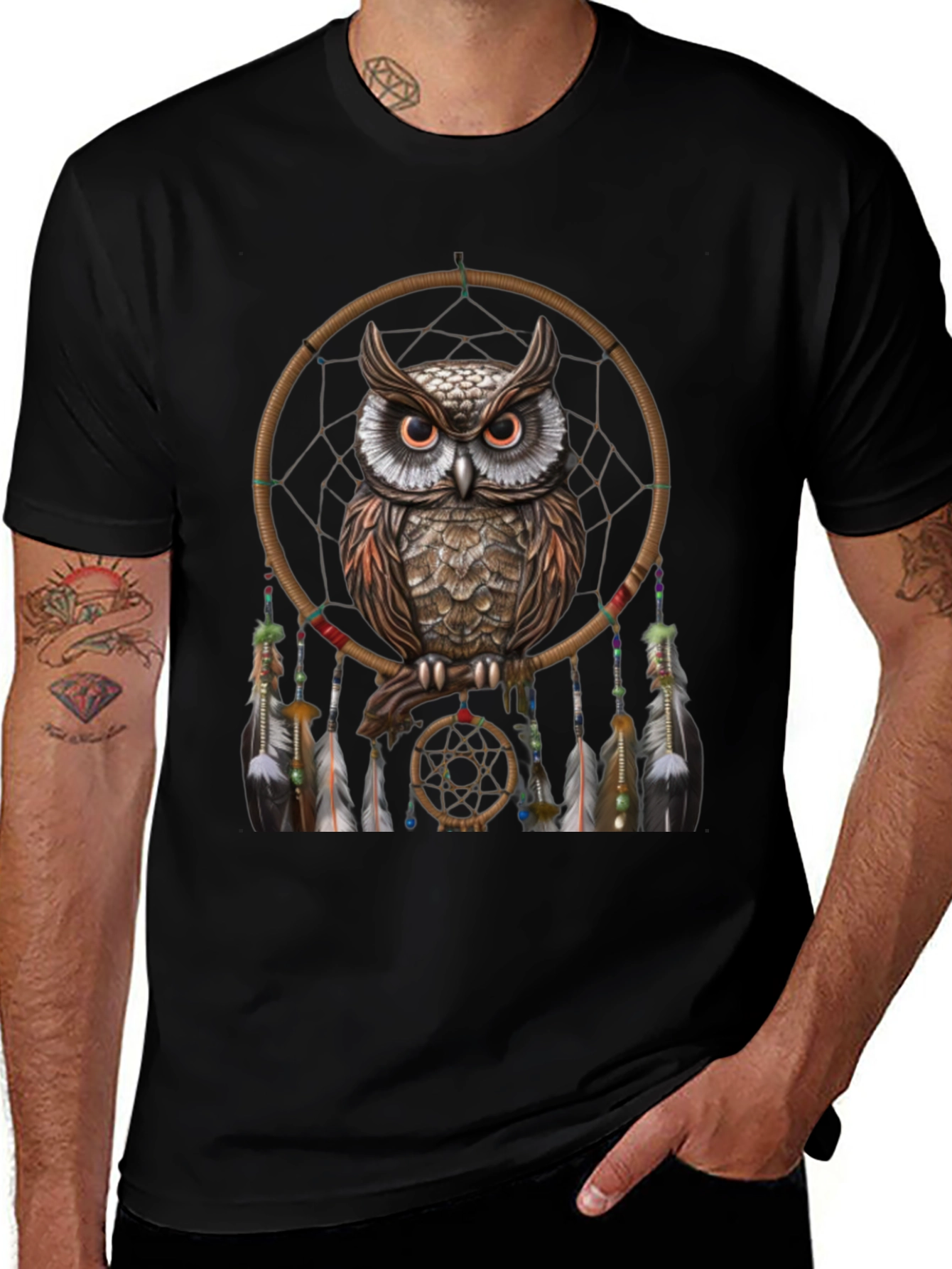 Variant 14 of Owl Dreamcatcher Graphic Tee