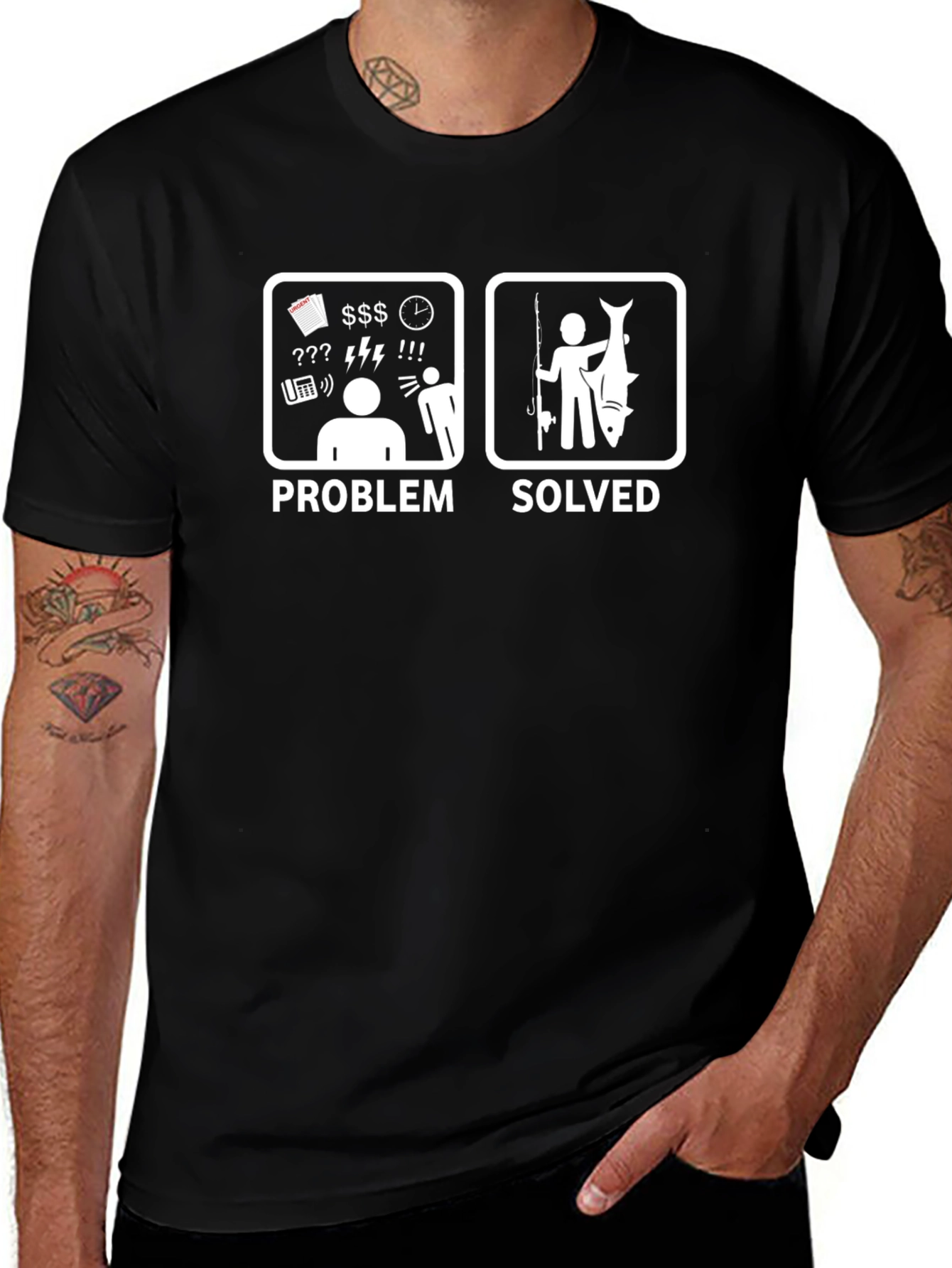 Variant 7 of Problem Solved Fishing T-Shirt - Angler Humor Tee