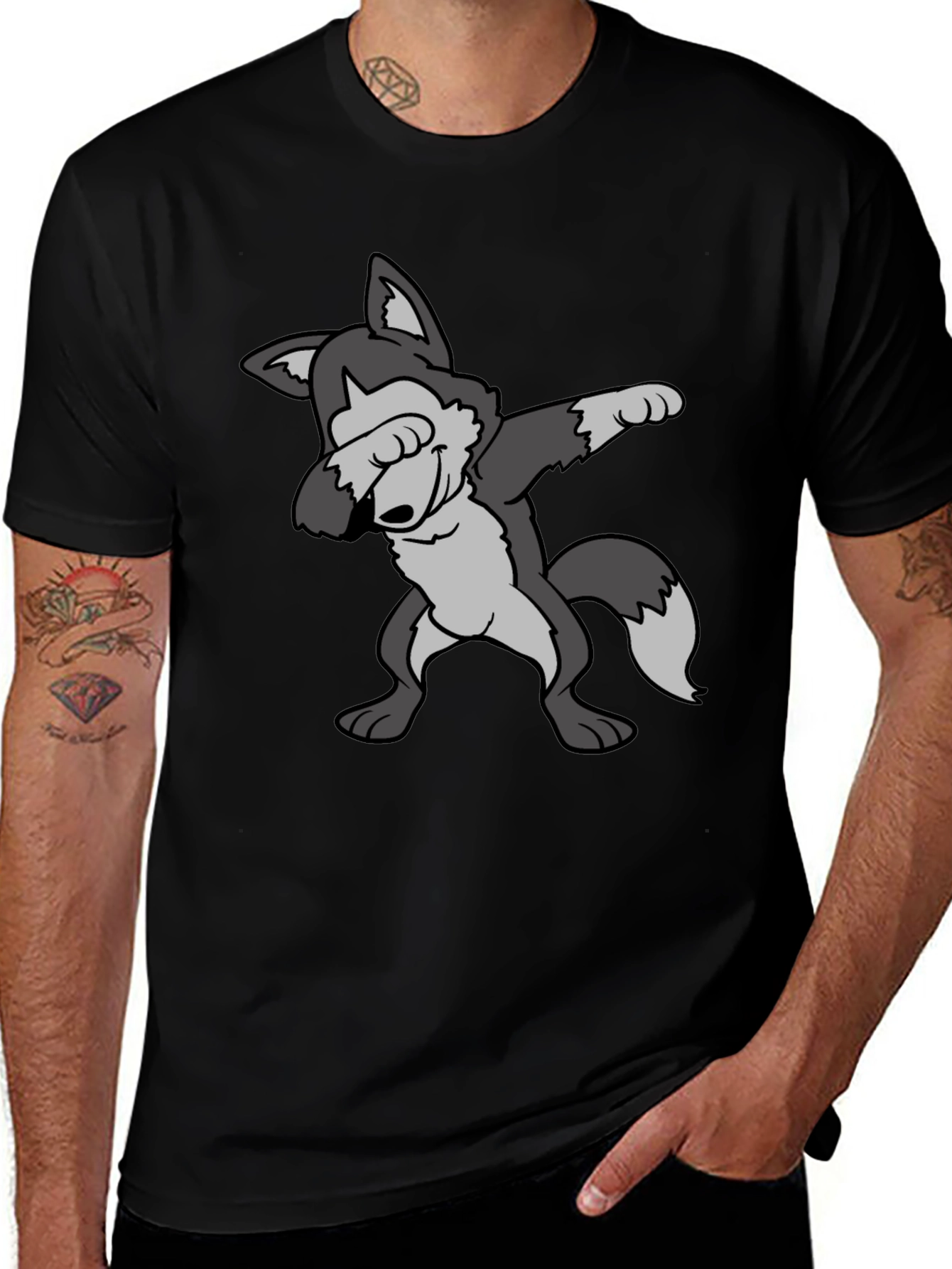 Variant 11 of Dabbing Wolf Graphic Tee - Cool Cartoon Design