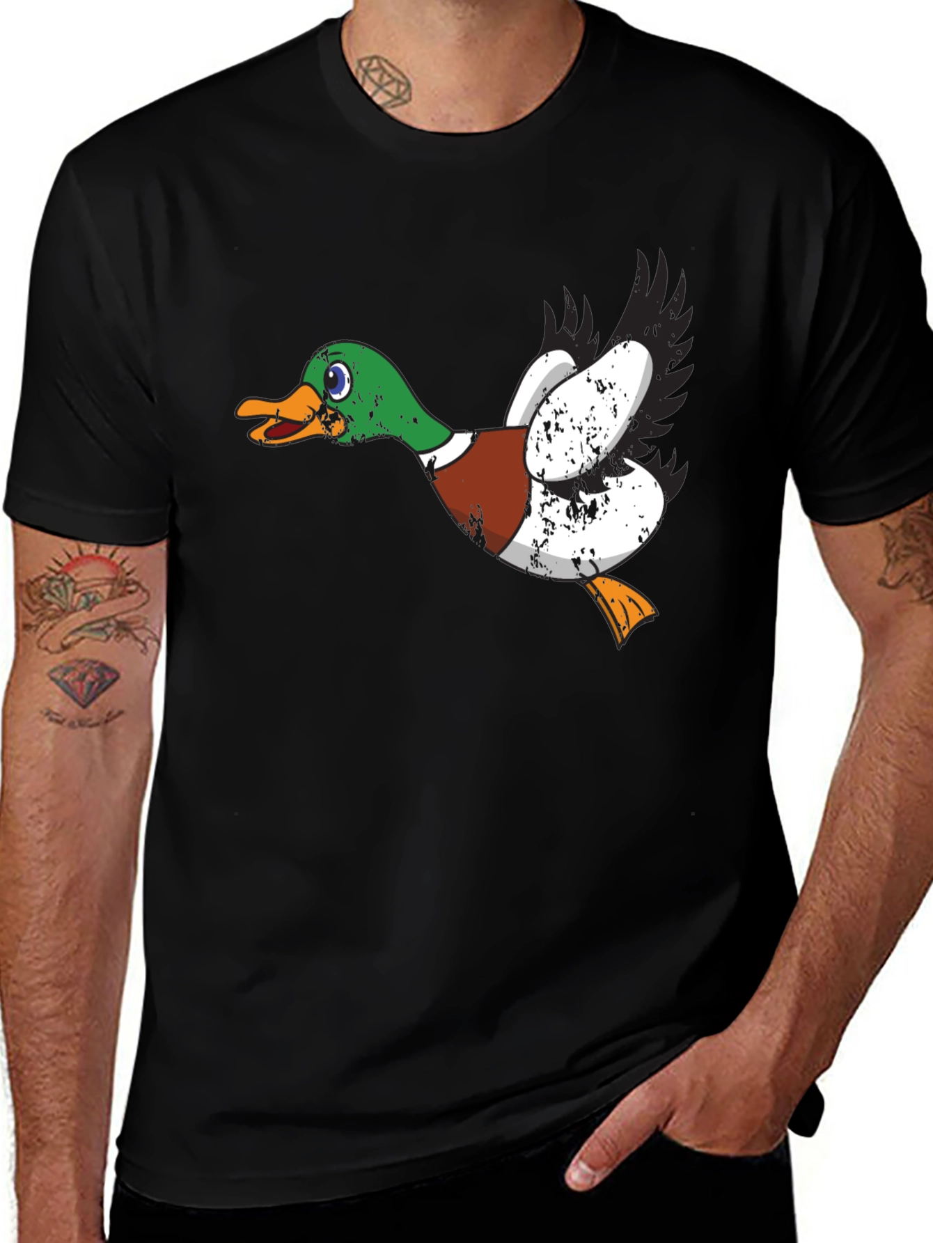 Duck Graphic Print Black T-Shirt