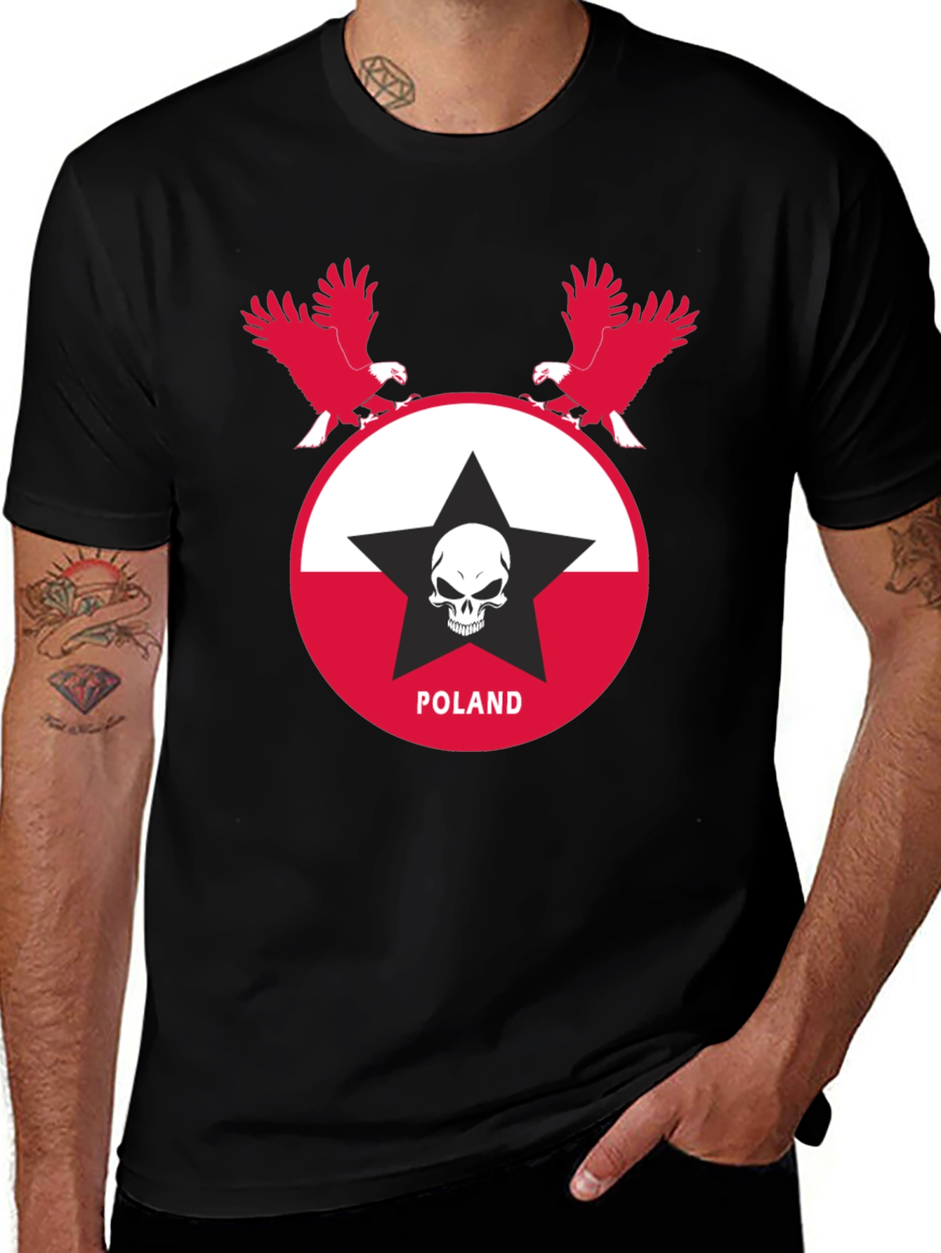 Poland Eagle Skull Graphic T-Shirt