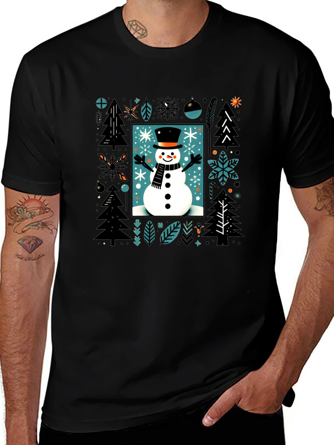 Variant 6 of Festive Snowman Graphic Tee - Holiday Cheer!