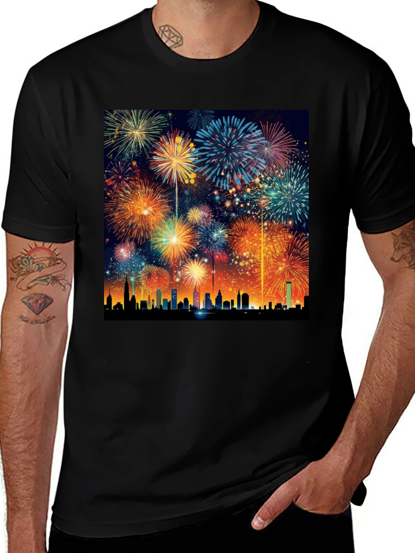 Variant 22 of Fireworks Over City T-Shirt