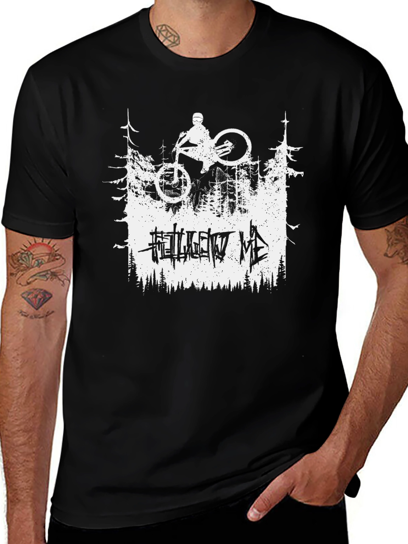 Variant 20 of MTB Follow Me Graphic Tee - Black Mountain Bike T-Shirt