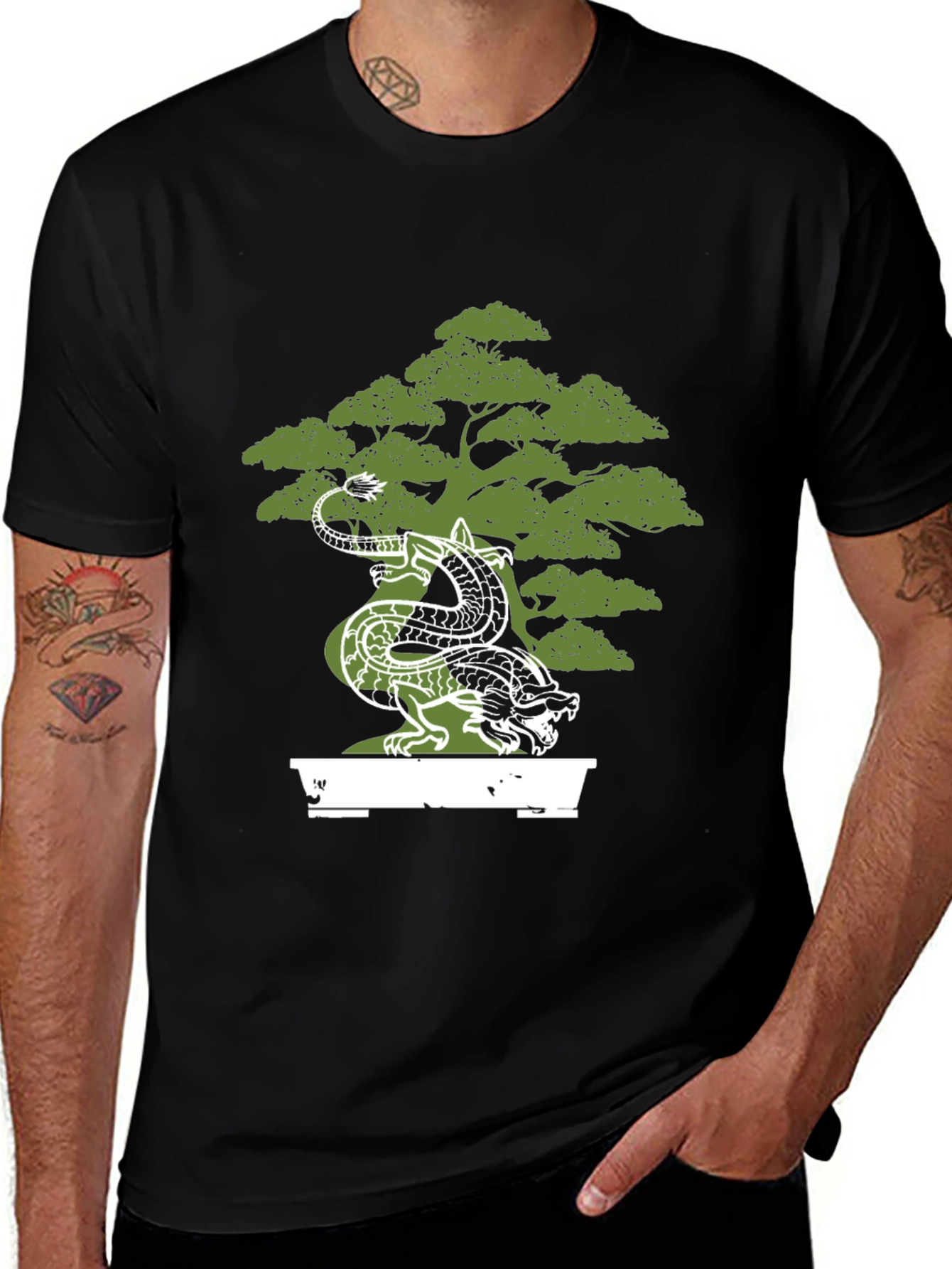 Variant 11 of Dragon Bonsai Black T-Shirt - Unique Design