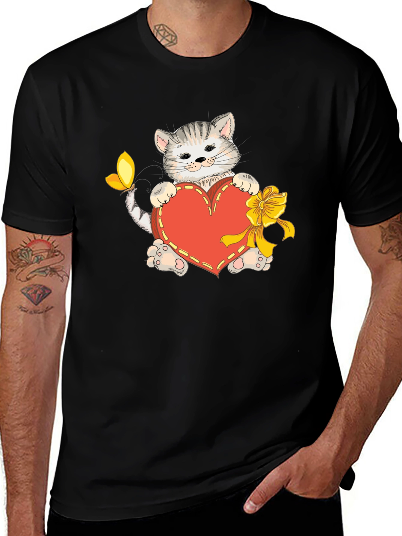 Variant 16 of Cute Cat Holding Heart T-Shirt