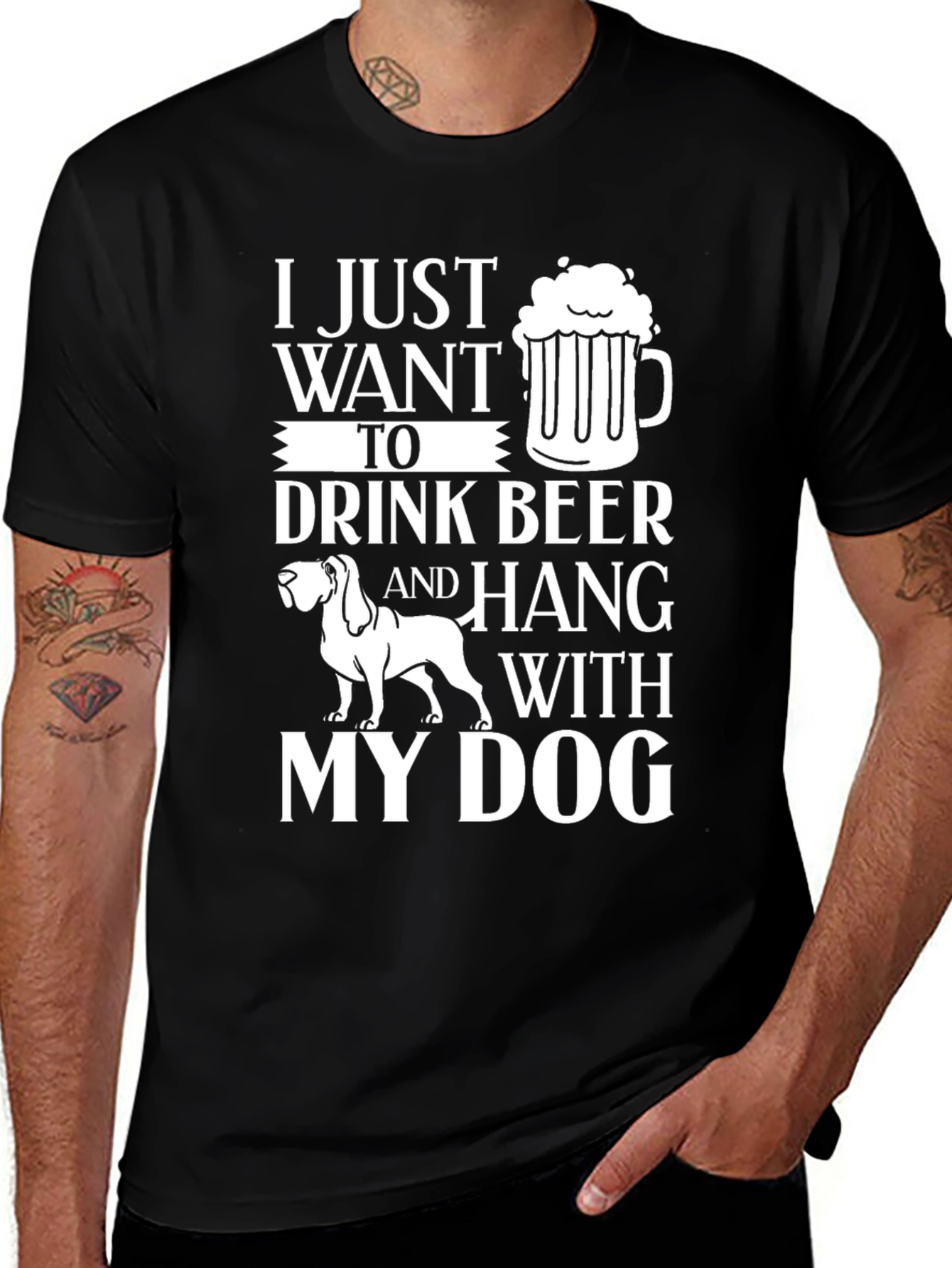 Black Drink Beer and Hang with Dog T-Shirt main image